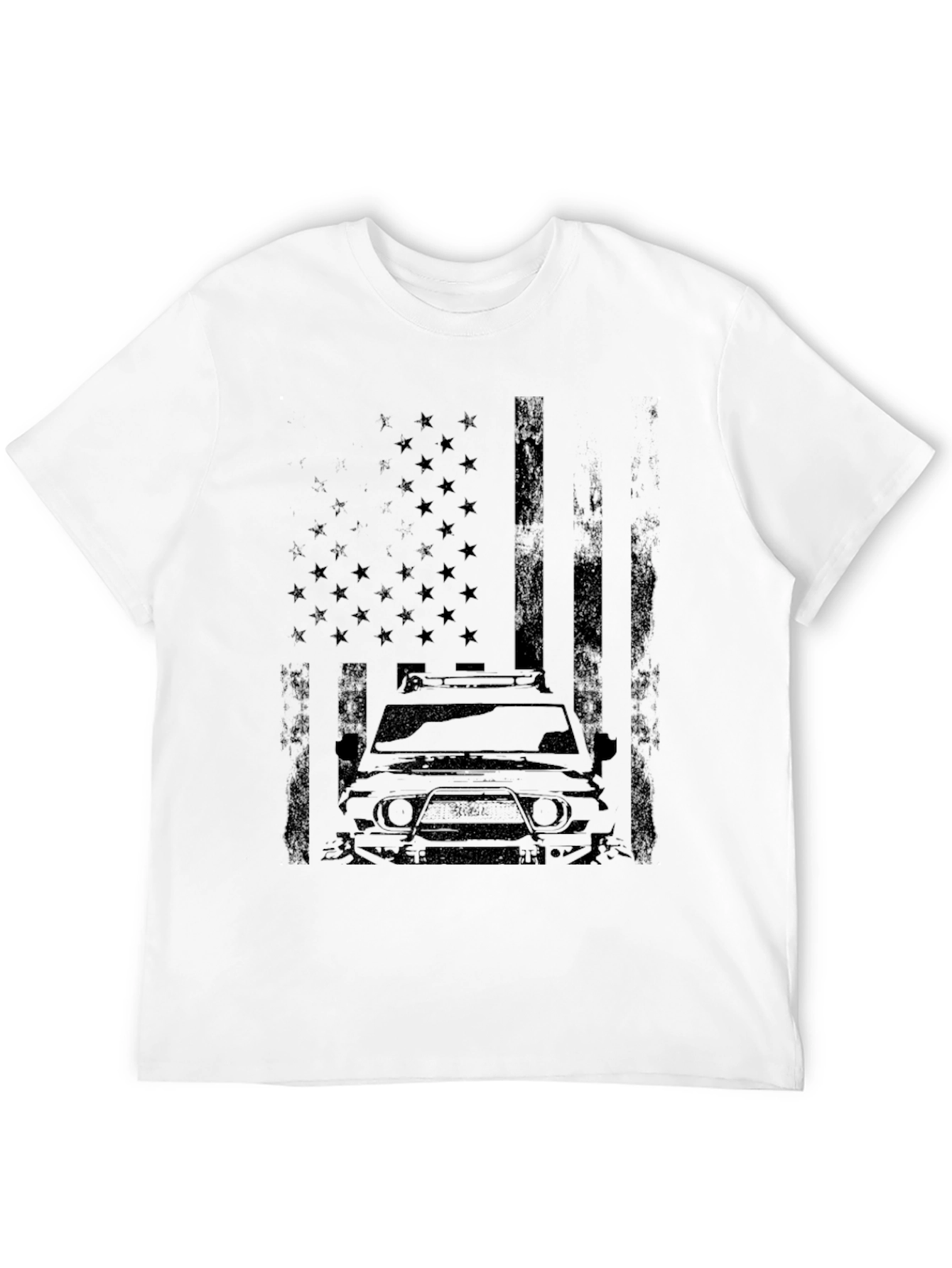 American Flag SUV Graphic Tee - Black Cotton Blend