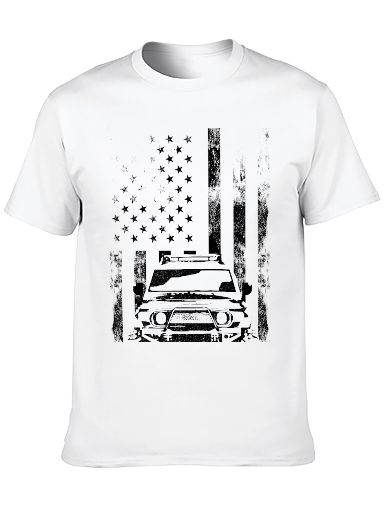 American Flag SUV Graphic Tee - Black Cotton Blend