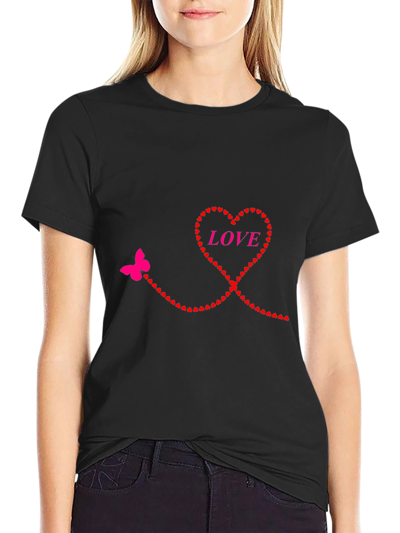 Heart & Butterfly Love Graphic T-Shirt