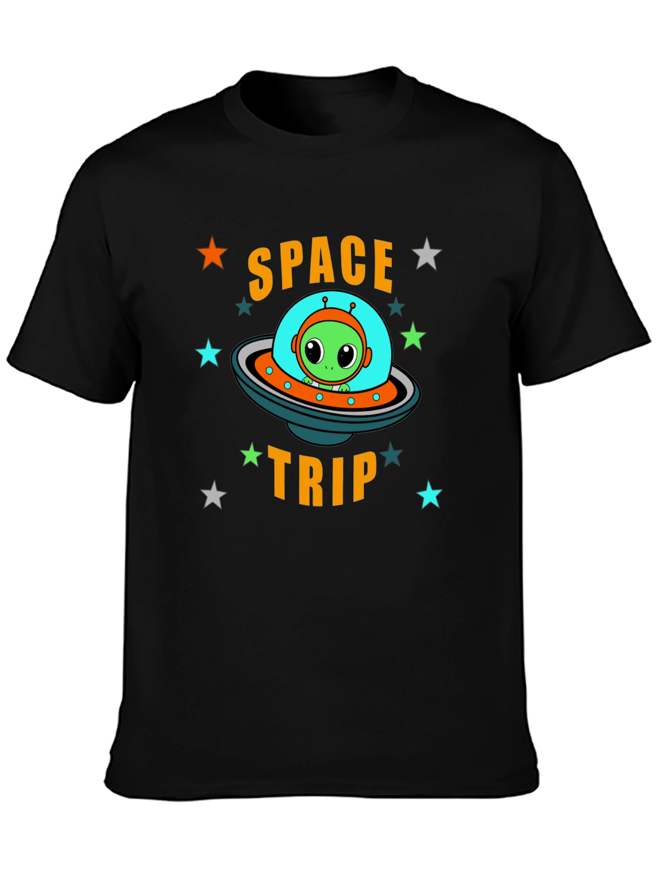 Space Trip Alien UFO Graphic T-Shirt