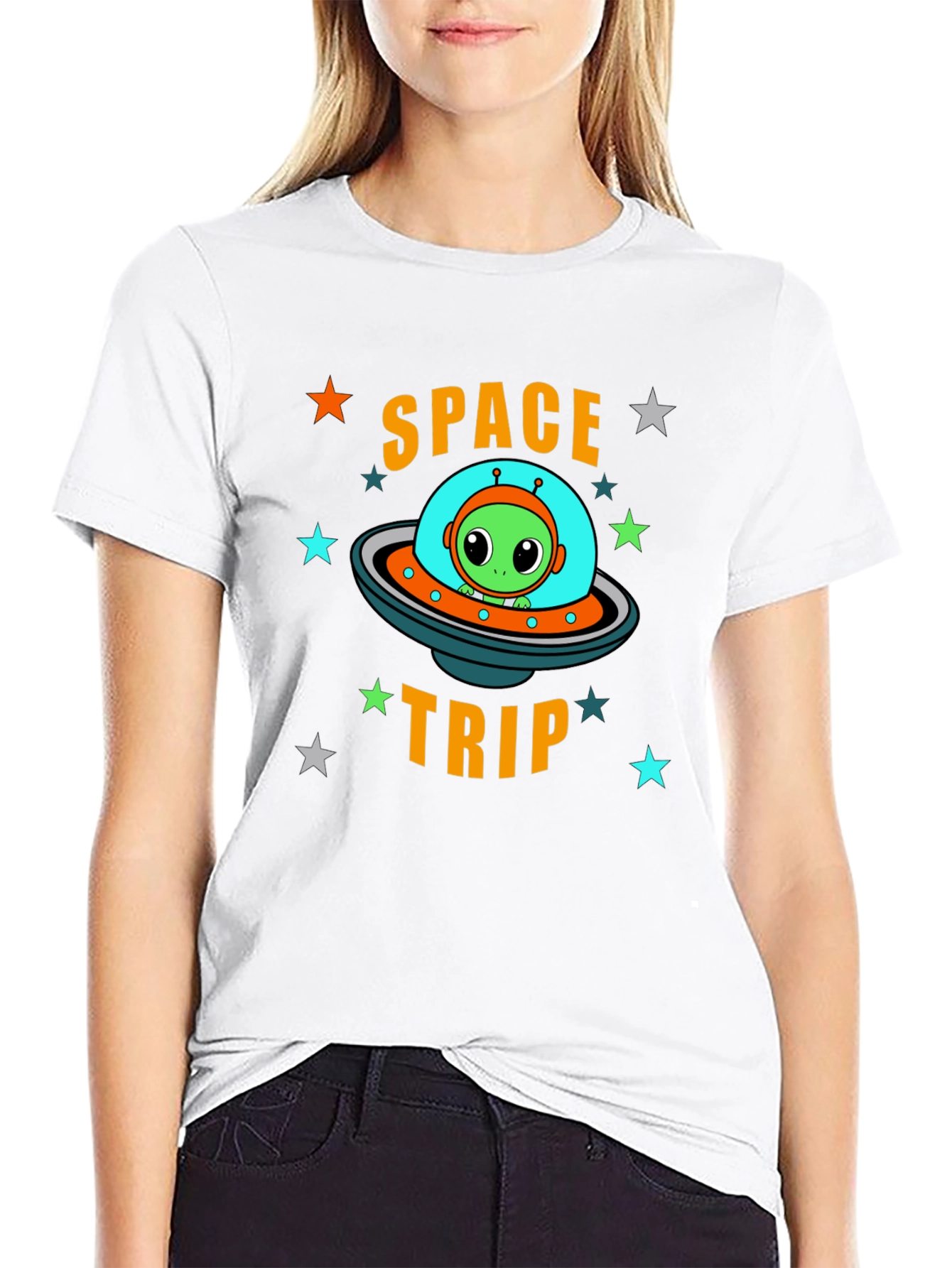 Space Trip Alien UFO Graphic T-Shirt