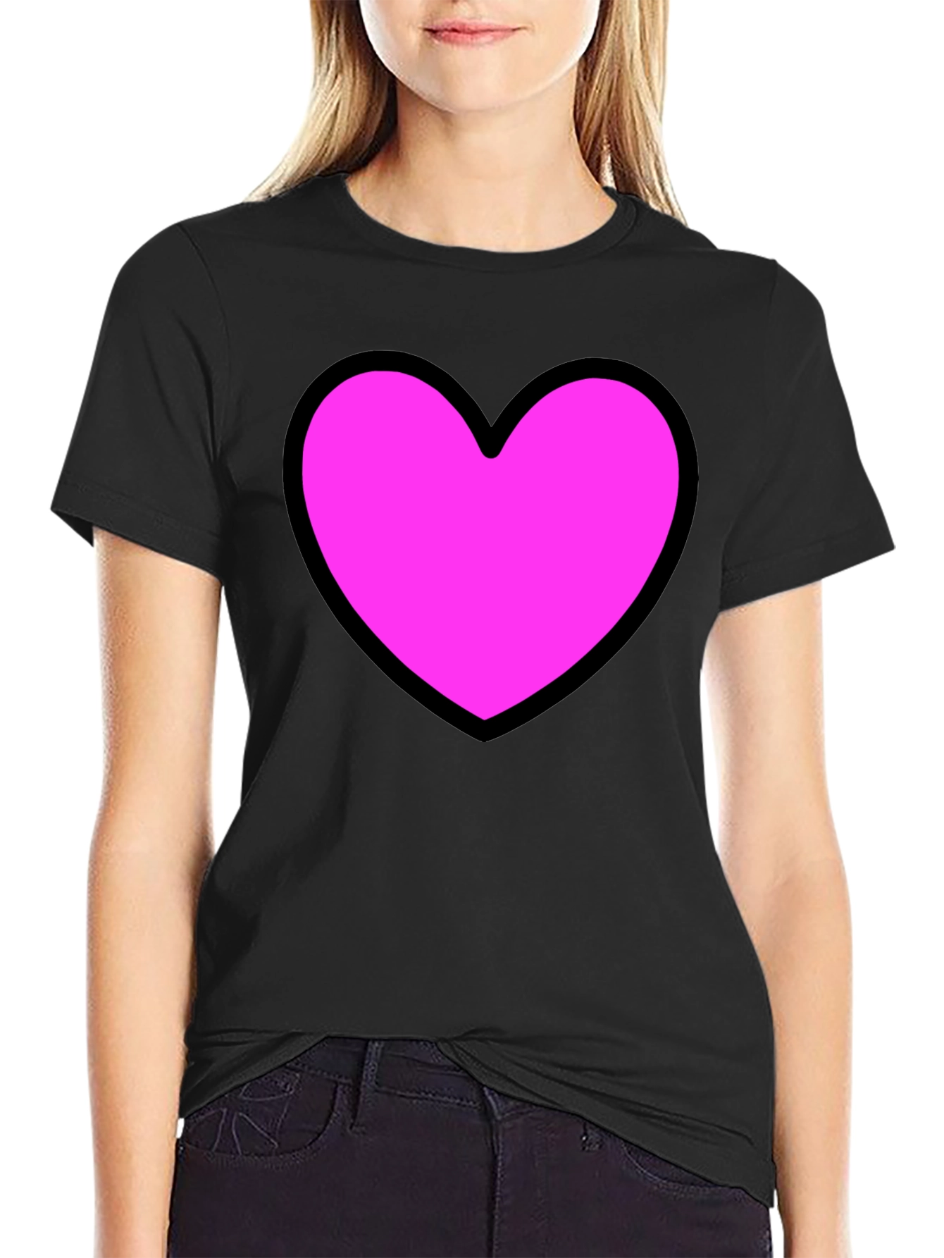 Heart Graphic Black T-Shirt - Stylish Casual Wear