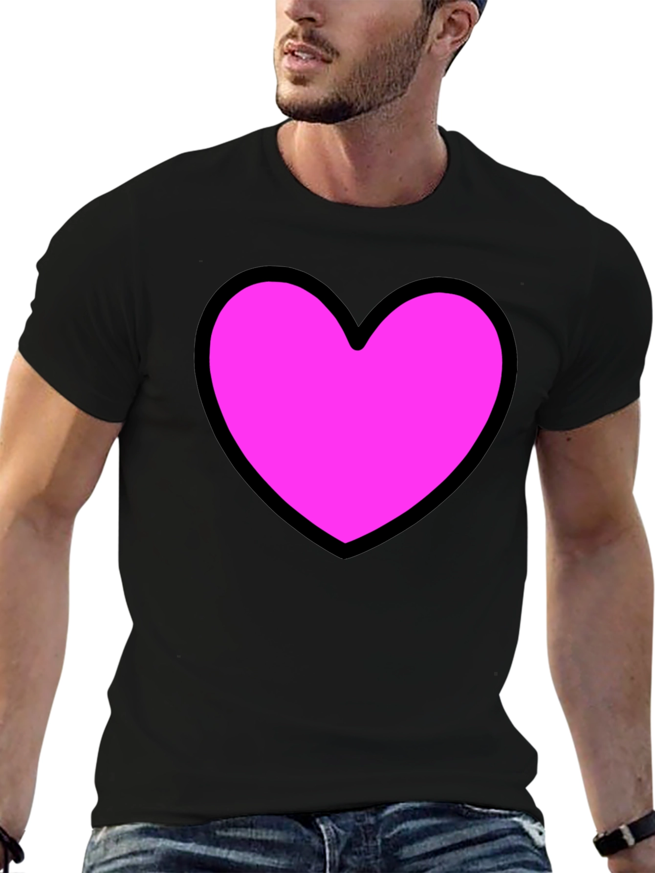 Heart Graphic Black T-Shirt - Stylish Casual Wear