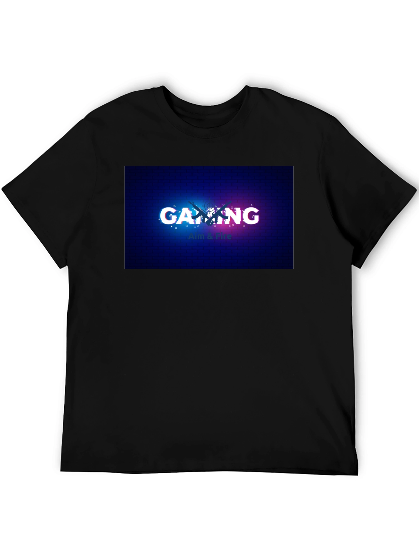 Gaming Aim & Fire Graphic T-Shirt - Black