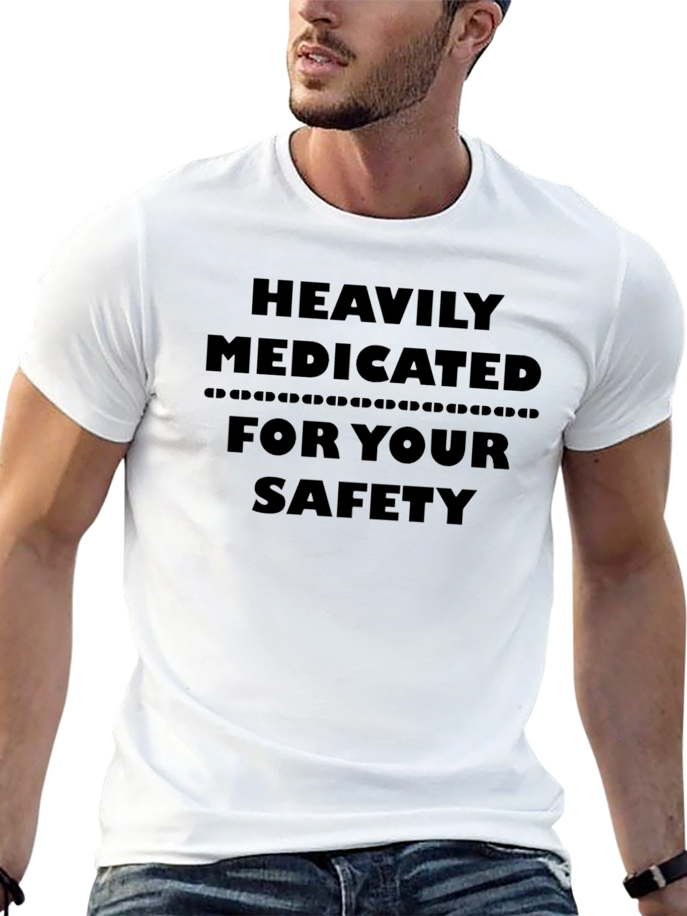 Heavily Medicated Safety Tee - Black Graphic T-Shirt