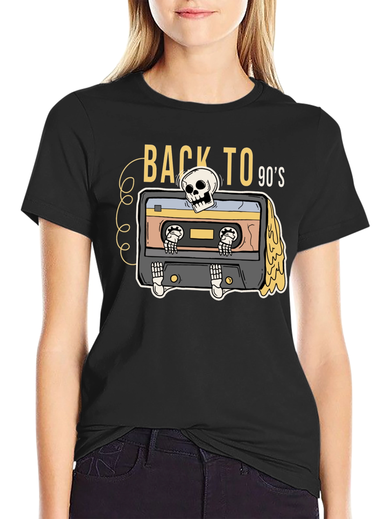 Back to the 90s Retro Cassette Skeleton T-Shirt