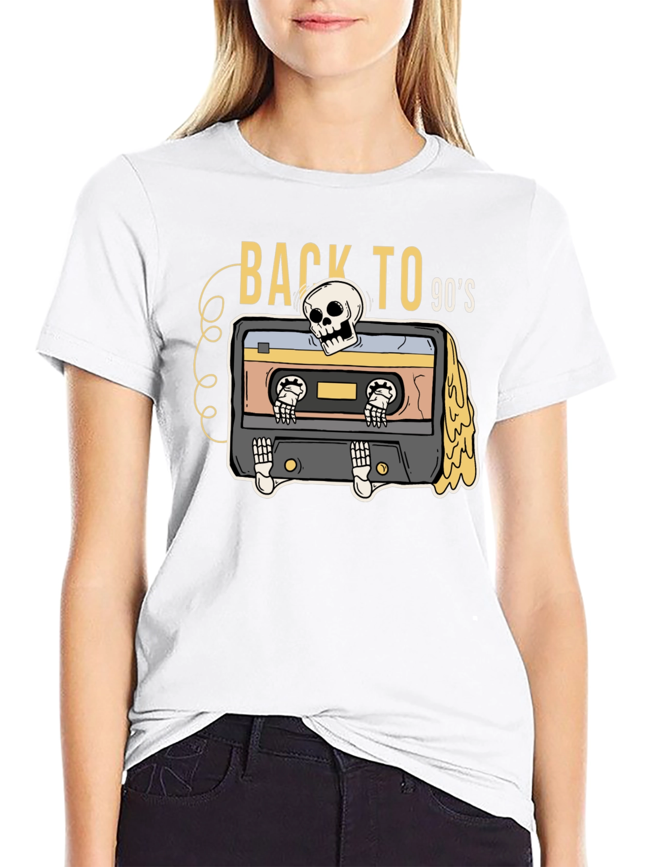Back to the 90s Retro Cassette Skeleton T-Shirt