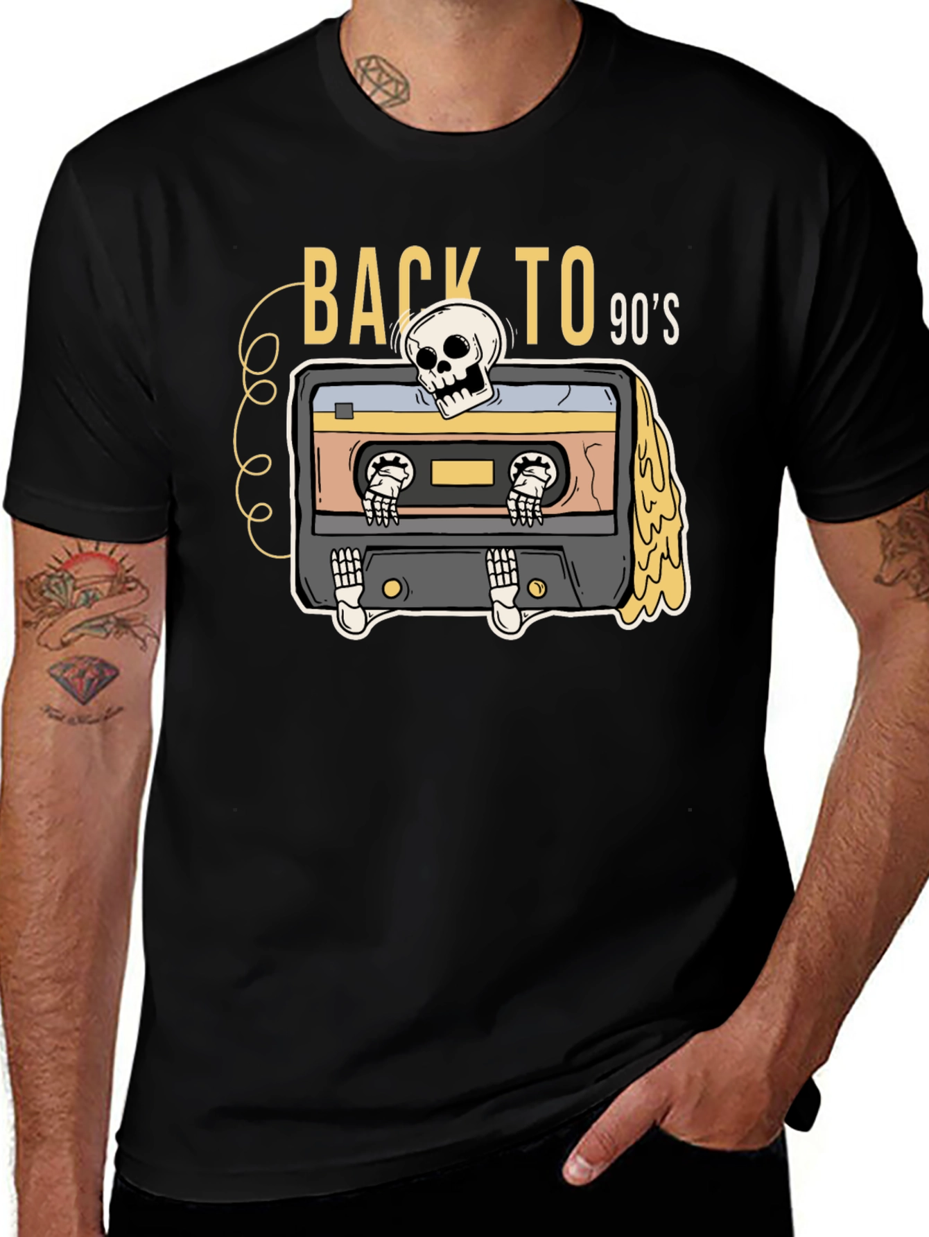 Back to the 90s Retro Cassette Skeleton T-Shirt