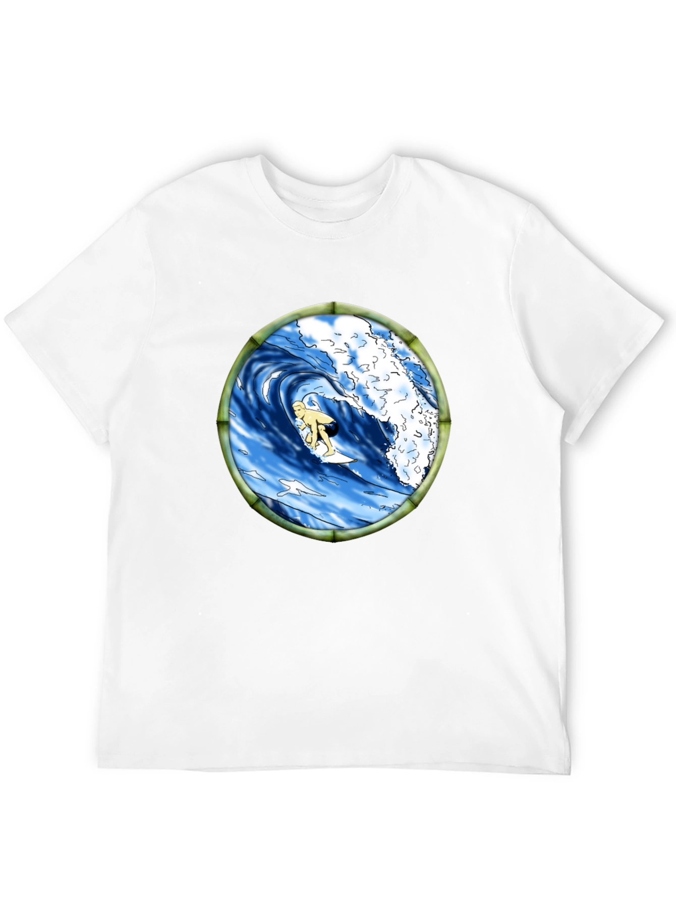 Surfing Wave Graphic Black T-Shirt