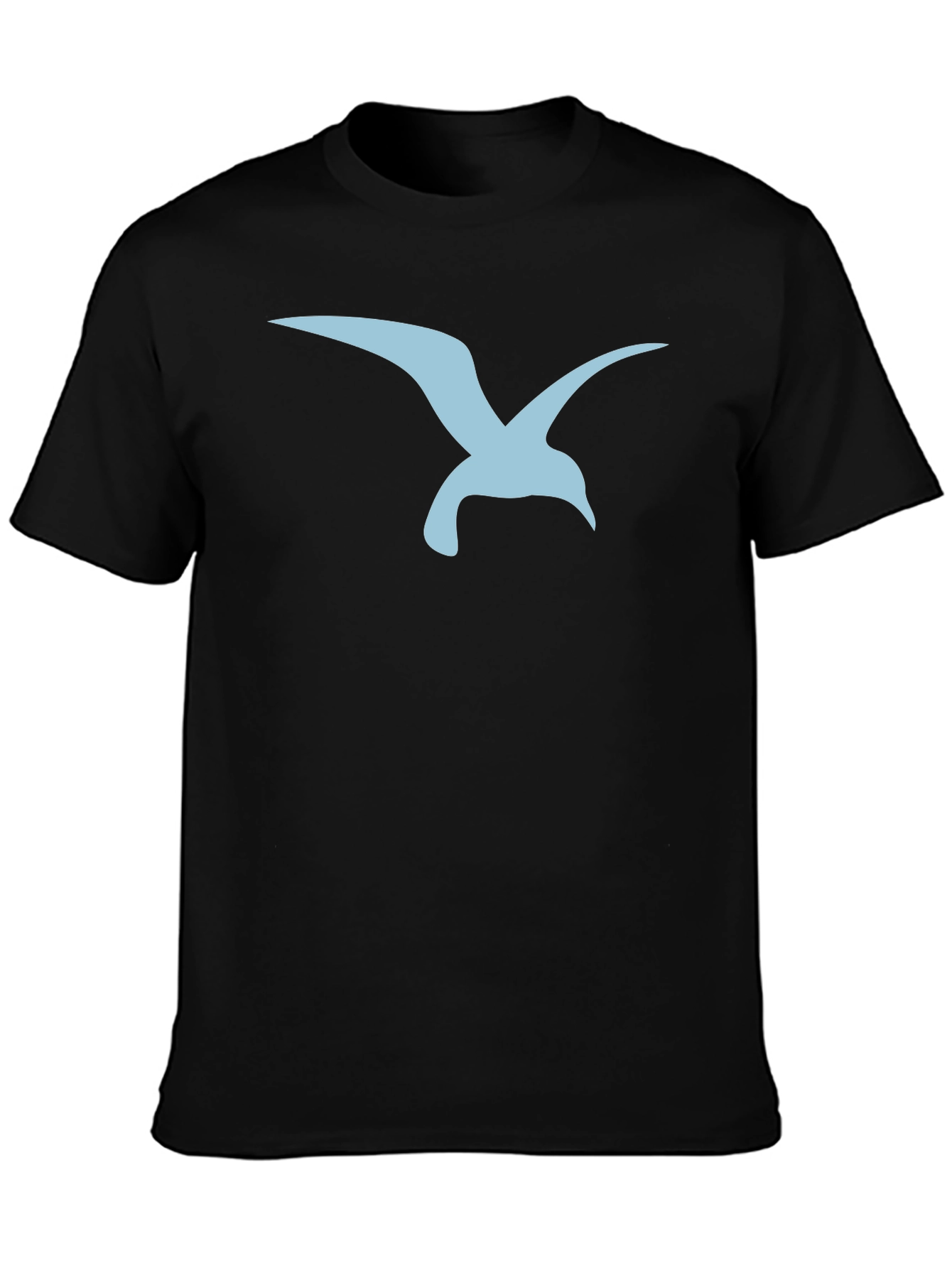 Mens Black T-Shirt with Blue Seagull Graphic