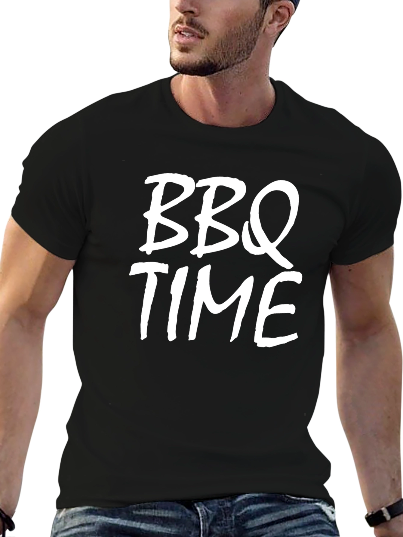 BBQ Time Black Graphic Tee - Mens Casual T-Shirt