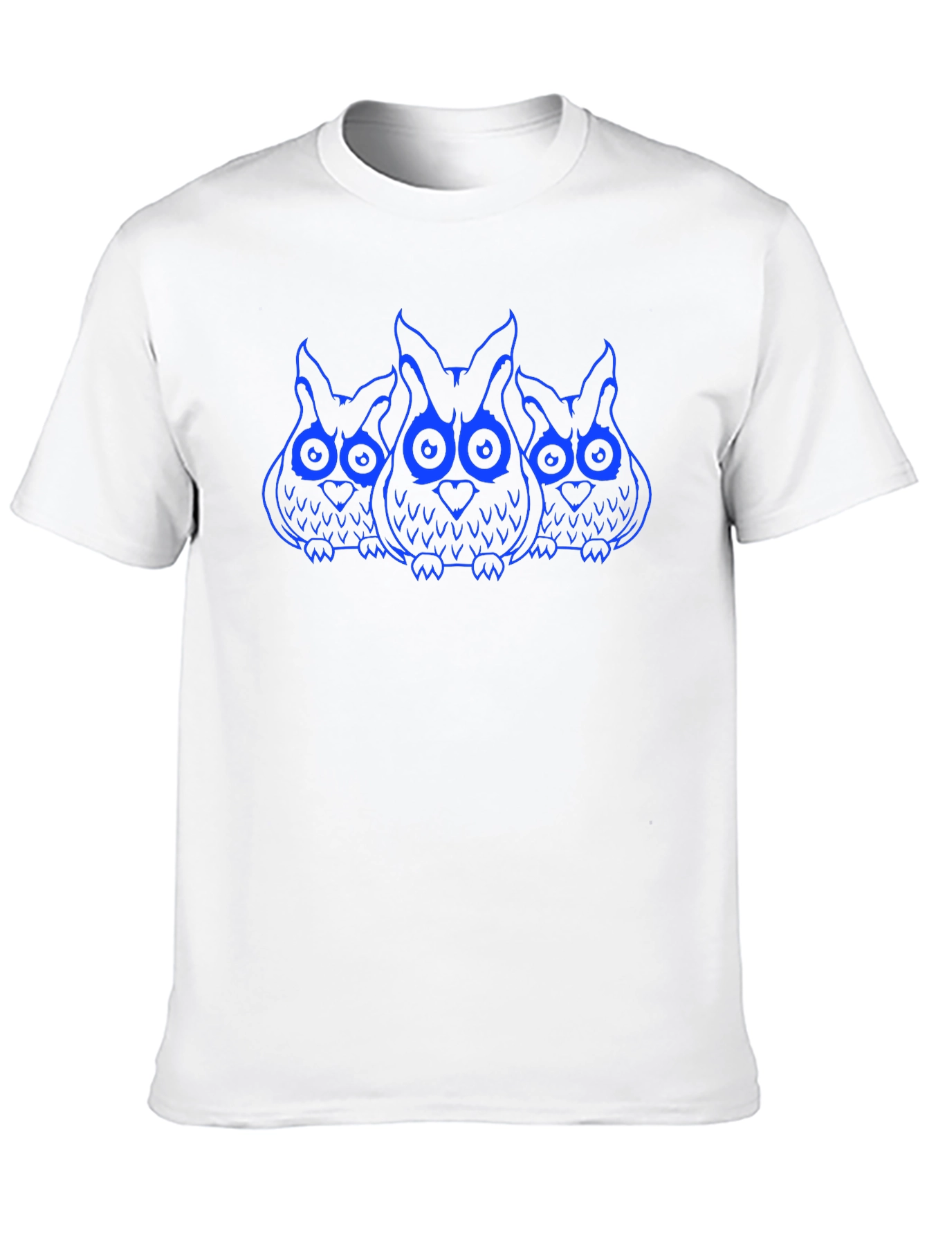 Owl Trio Graphic Print T-Shirt - Black