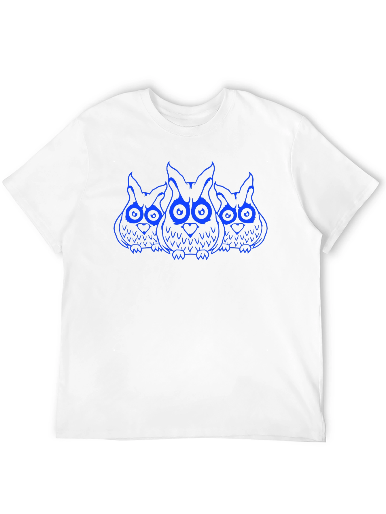 Owl Trio Graphic Print T-Shirt - Black