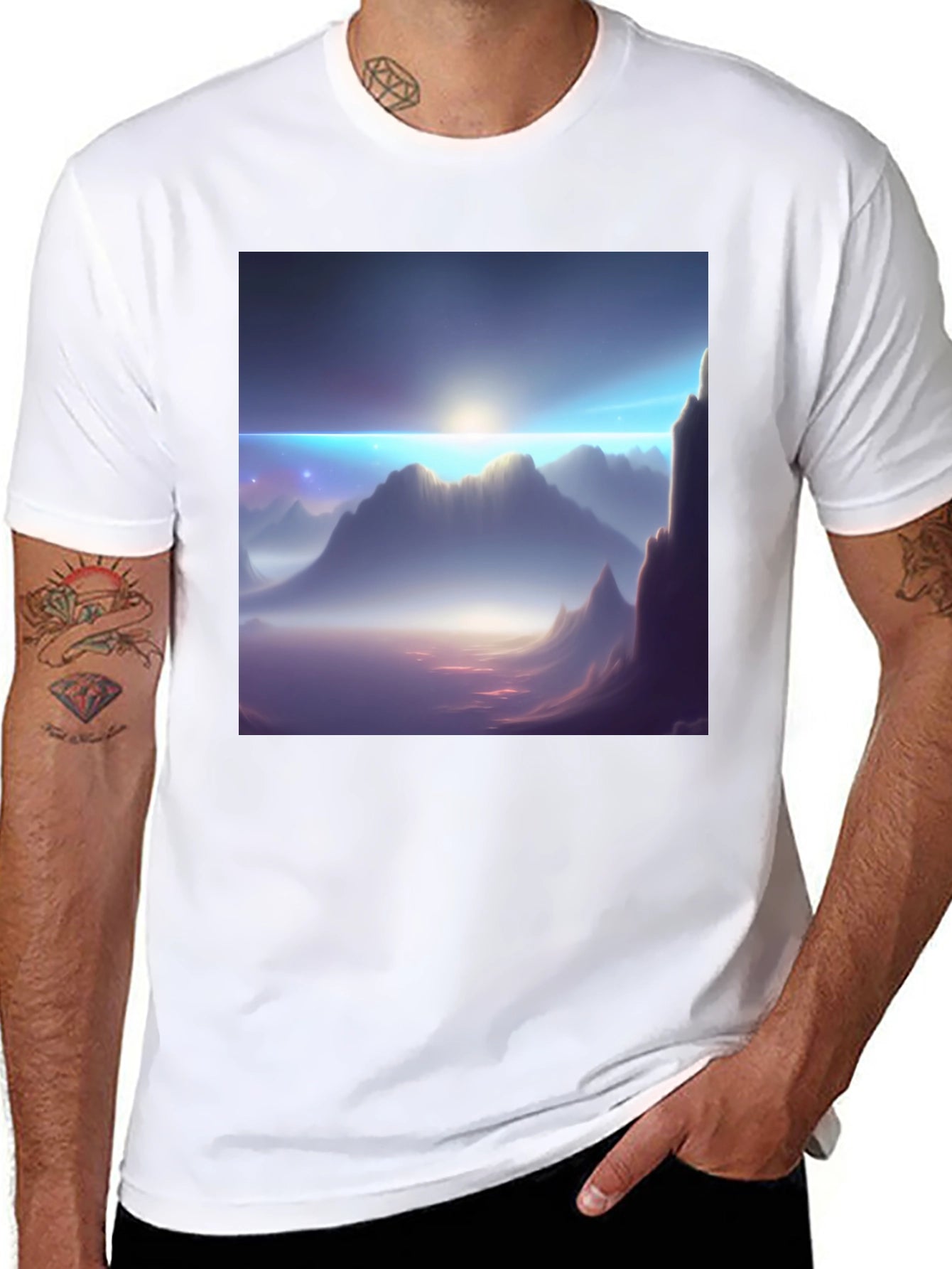 Mountainscape Graphic Tee - Black Cotton Blend