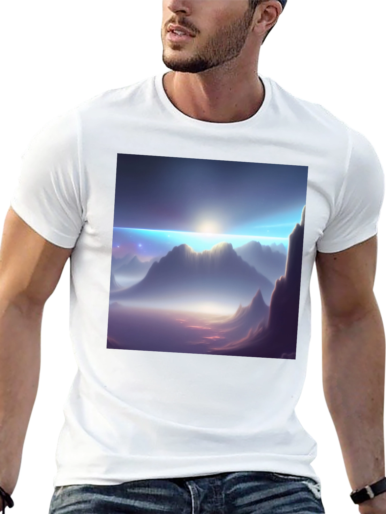 Mountainscape Graphic Tee - Black Cotton Blend