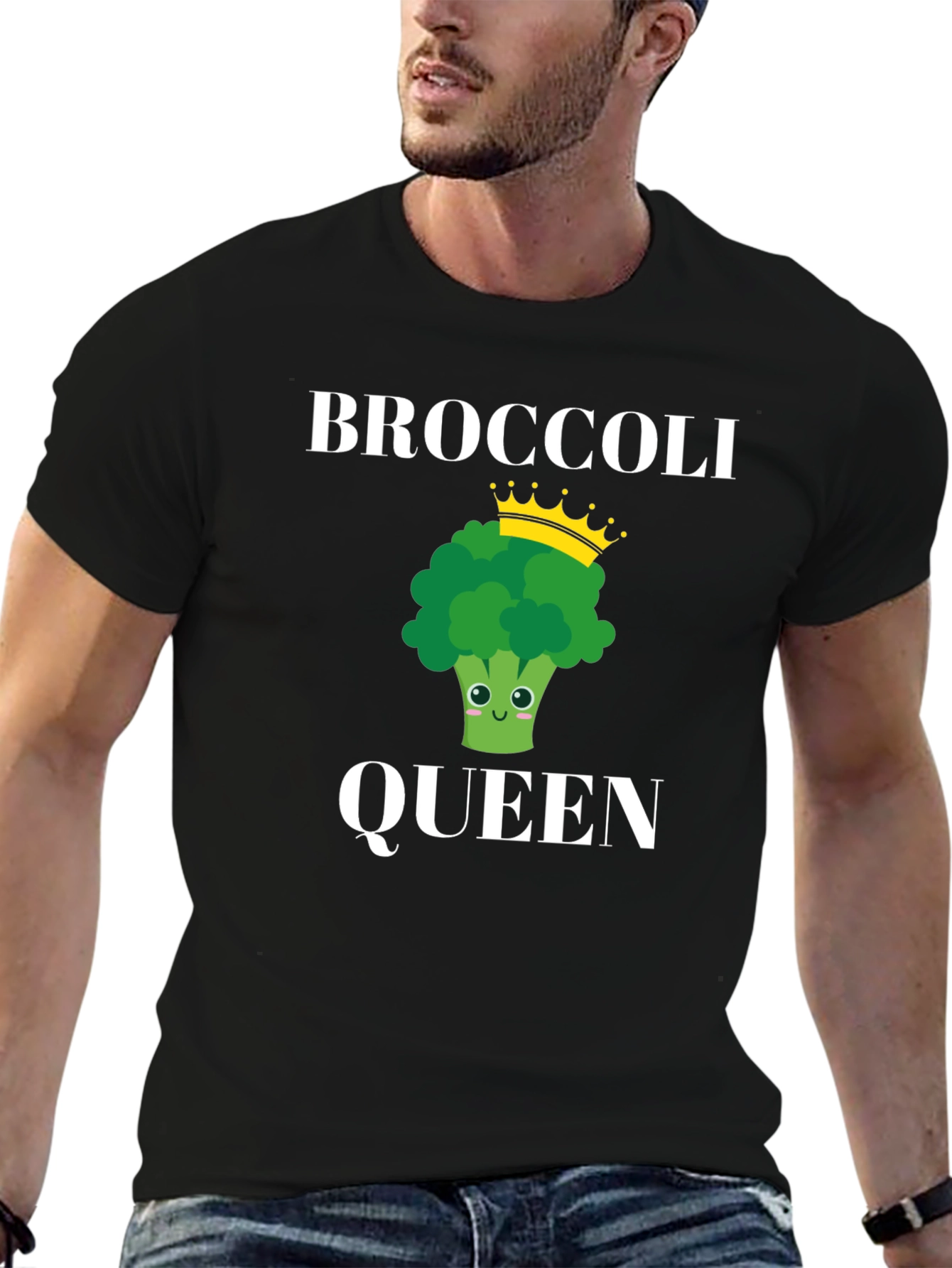 Broccoli Queen Graphic T-Shirt - Novelty Vegan Tee