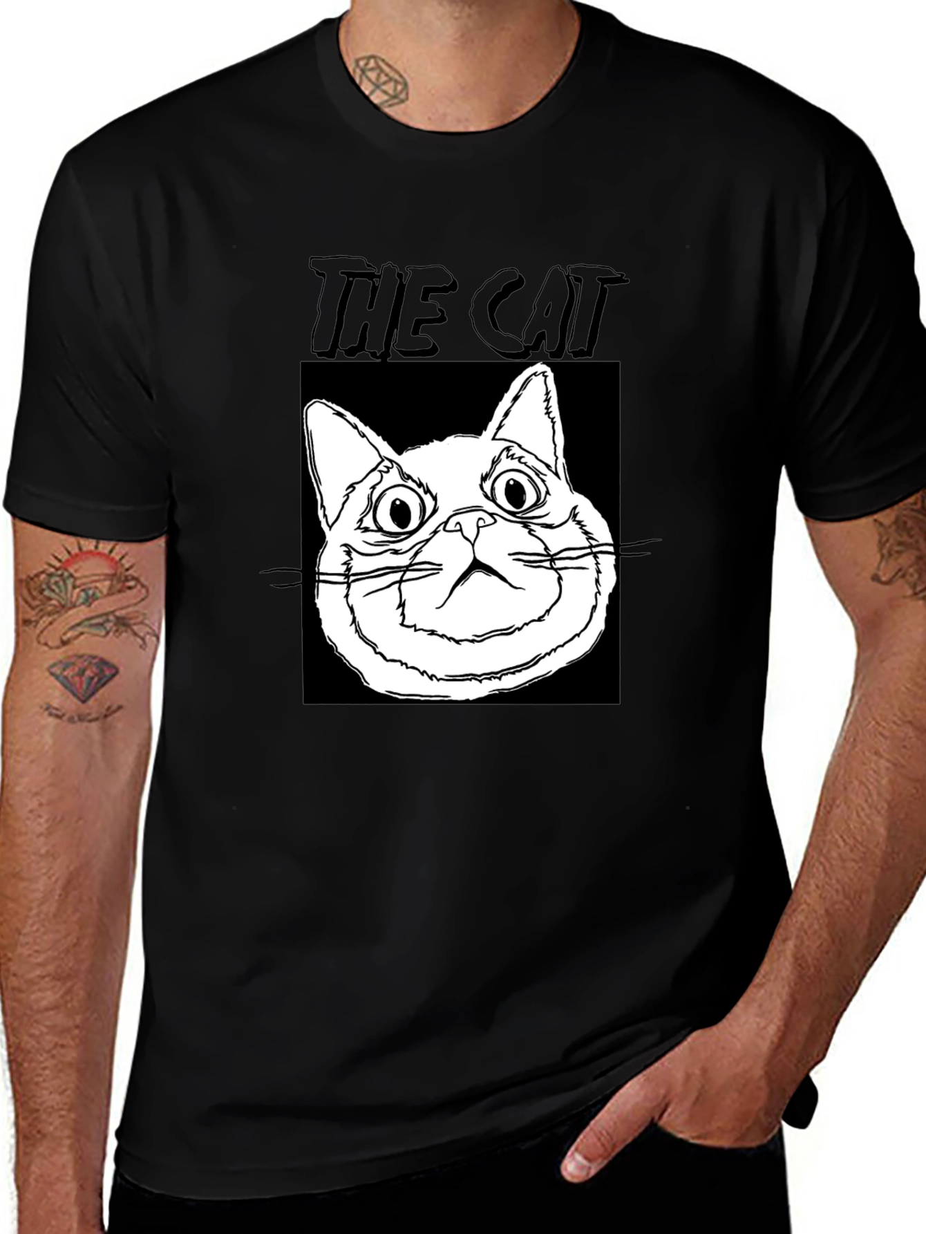 The Cat Graphic T-Shirt - Black Cotton Tee