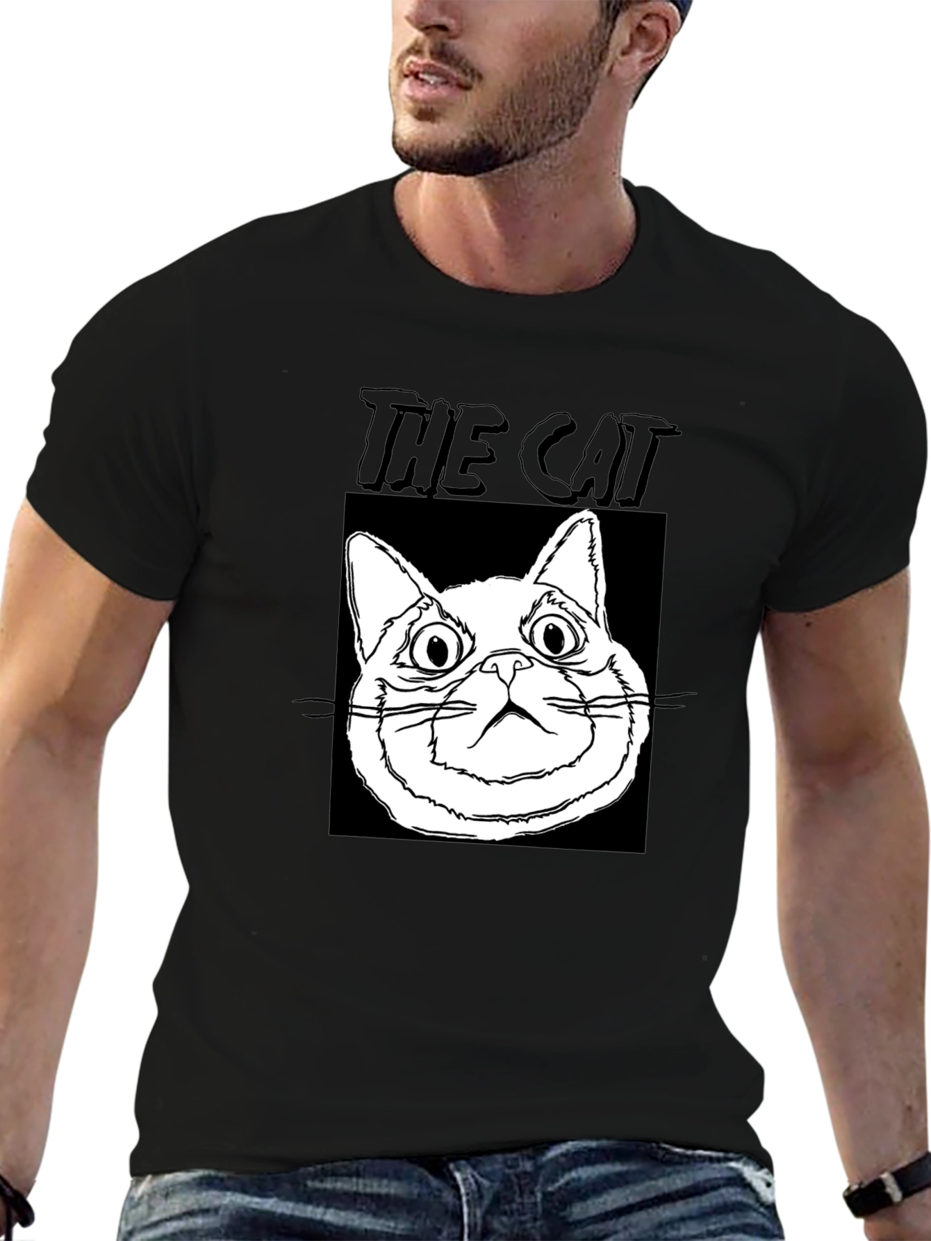 The Cat Graphic T-Shirt - Black Cotton Tee