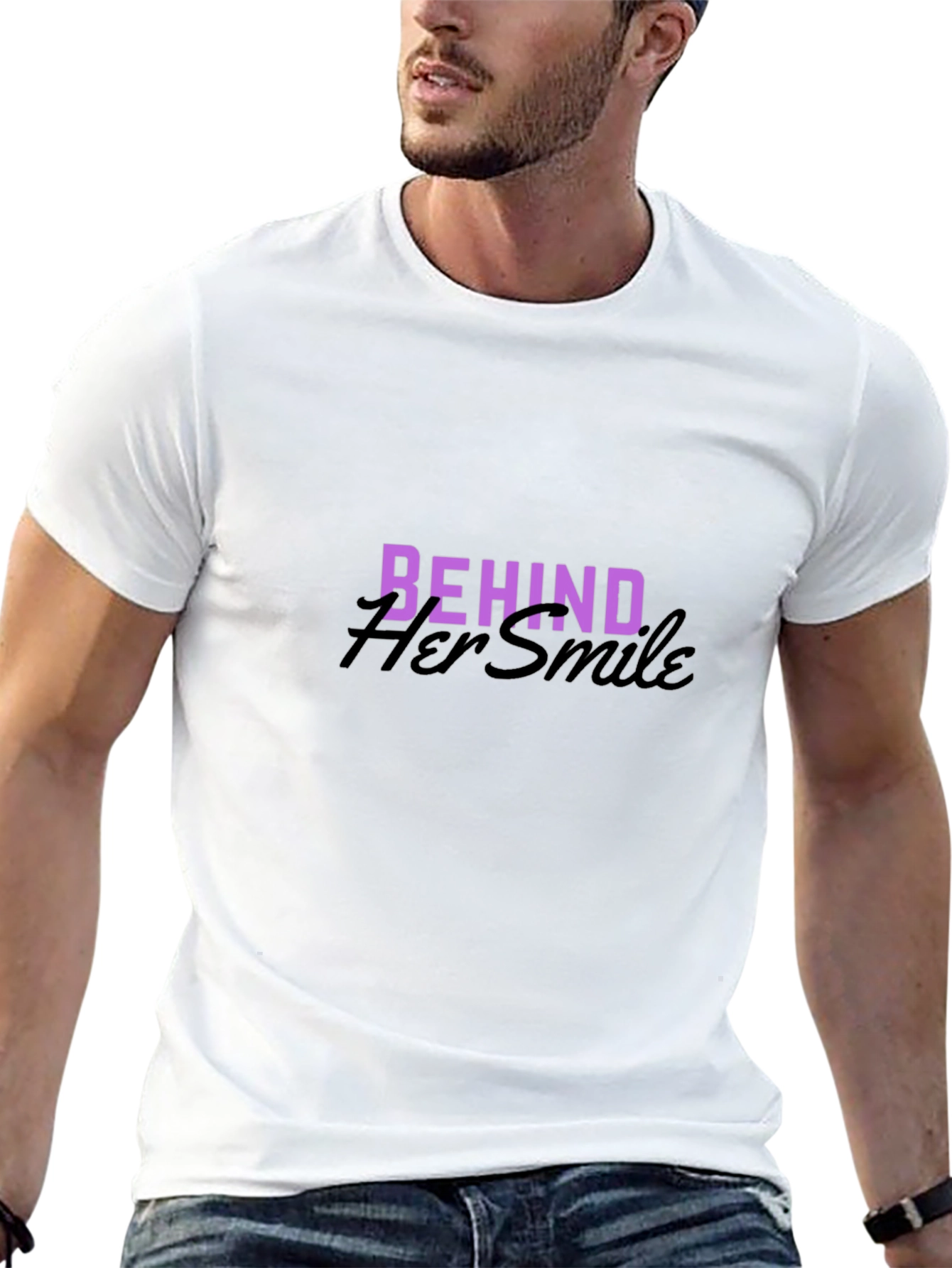 Behind Her Smile Graphic Tee - Black