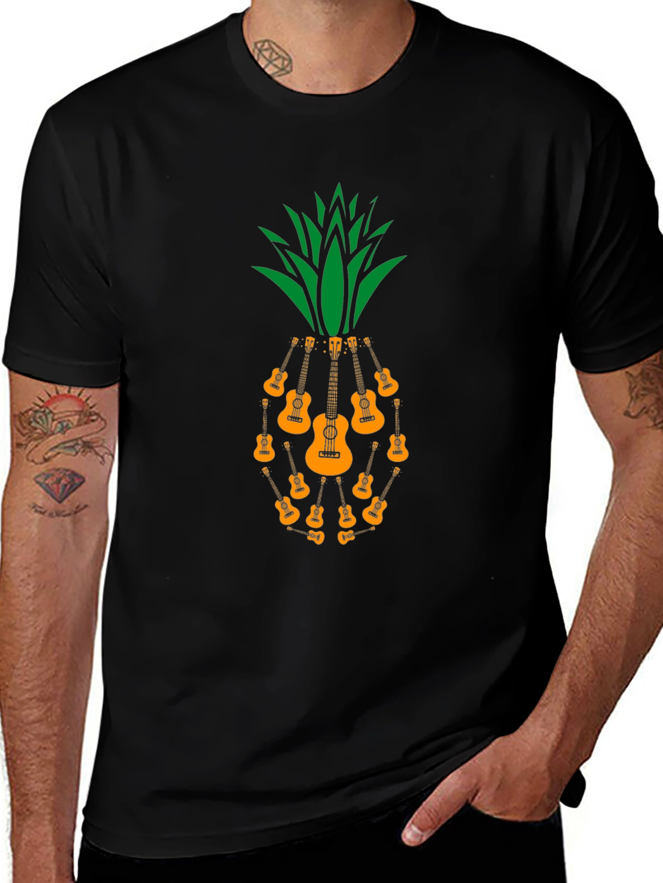 Ukulele Pineapple Graphic T-Shirt