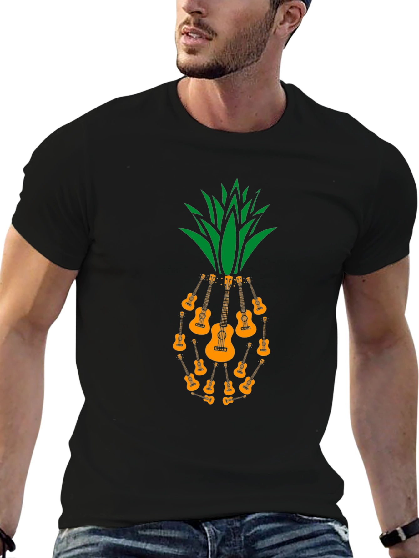 Ukulele Pineapple Graphic T-Shirt