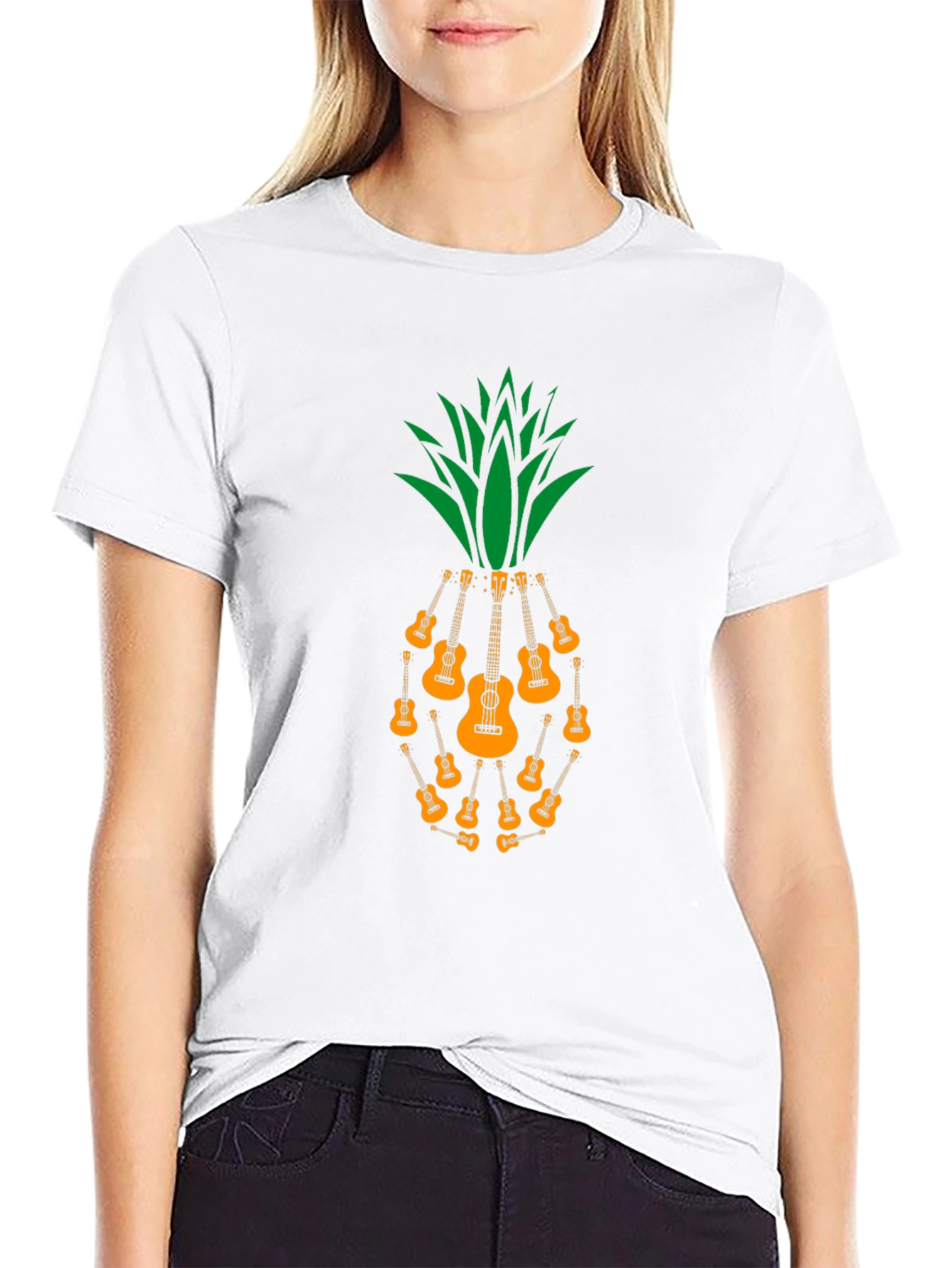 Ukulele Pineapple Graphic T-Shirt