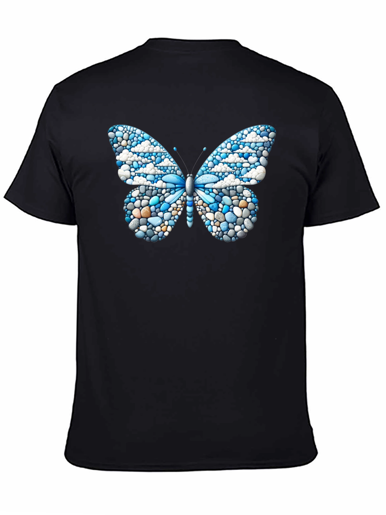 Butterfly Pebble Art Black T-Shirt