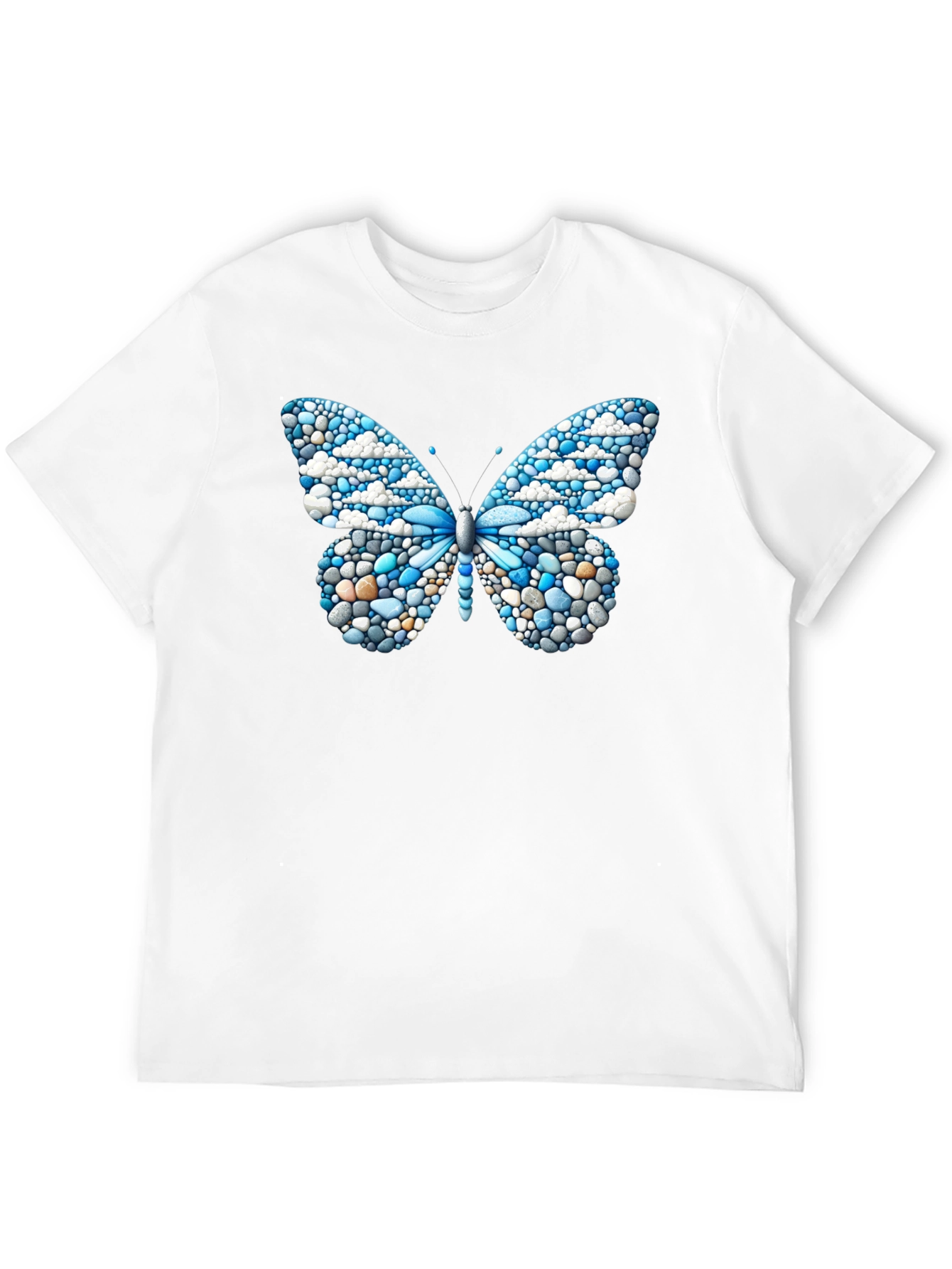 Butterfly Pebble Art Black T-Shirt