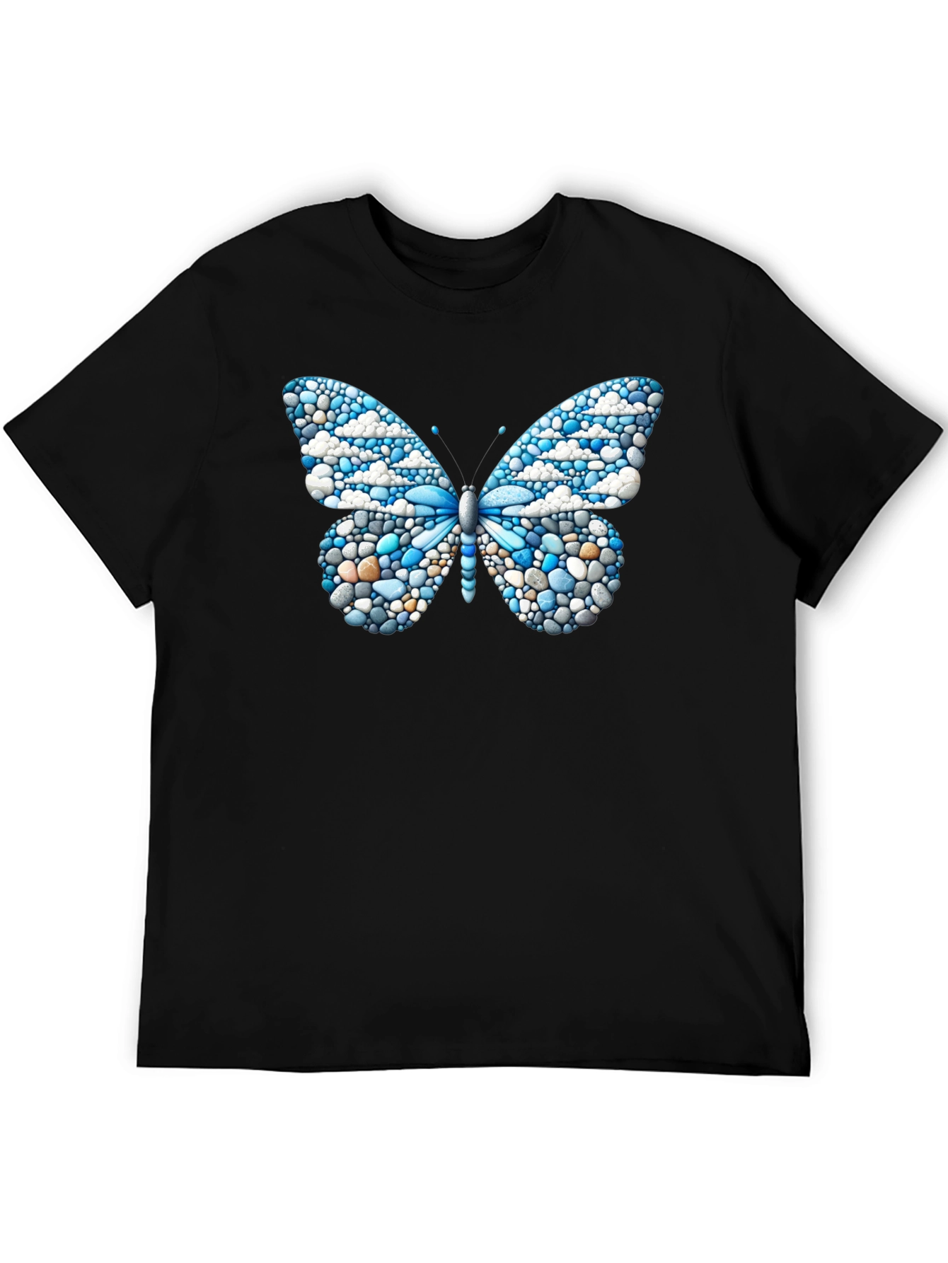 Butterfly Pebble Art Black T-Shirt