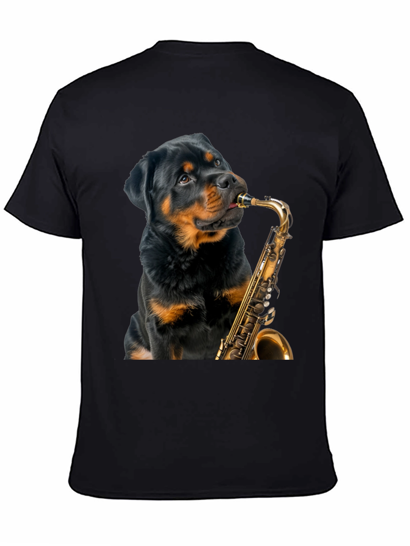 Rottweiler Saxophone T-Shirt - Musical Dog Tee