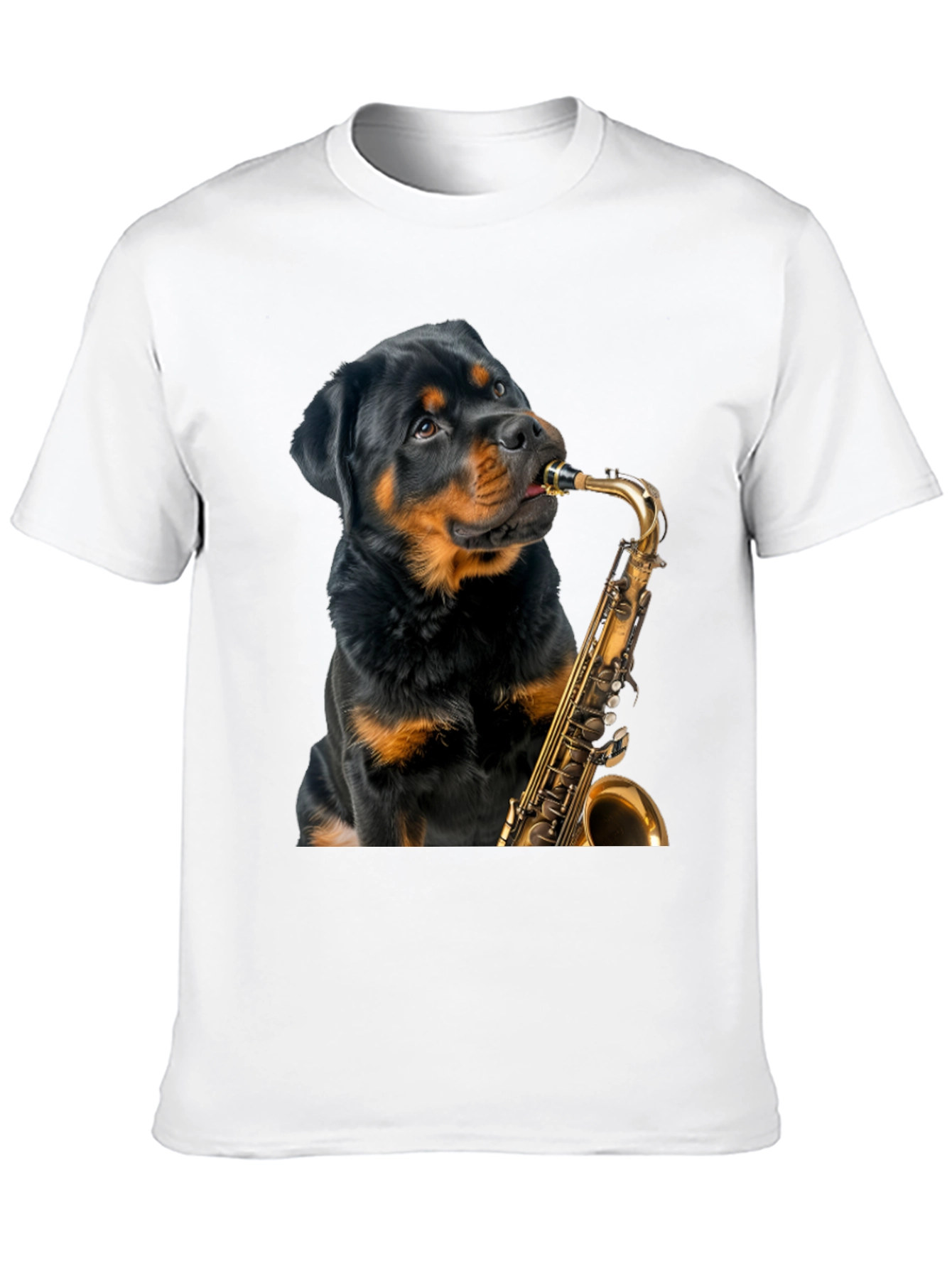Rottweiler Saxophone T-Shirt - Musical Dog Tee
