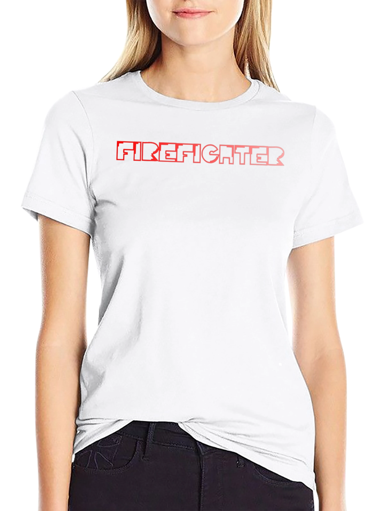 Firefighter Graphic Print Black T-Shirt