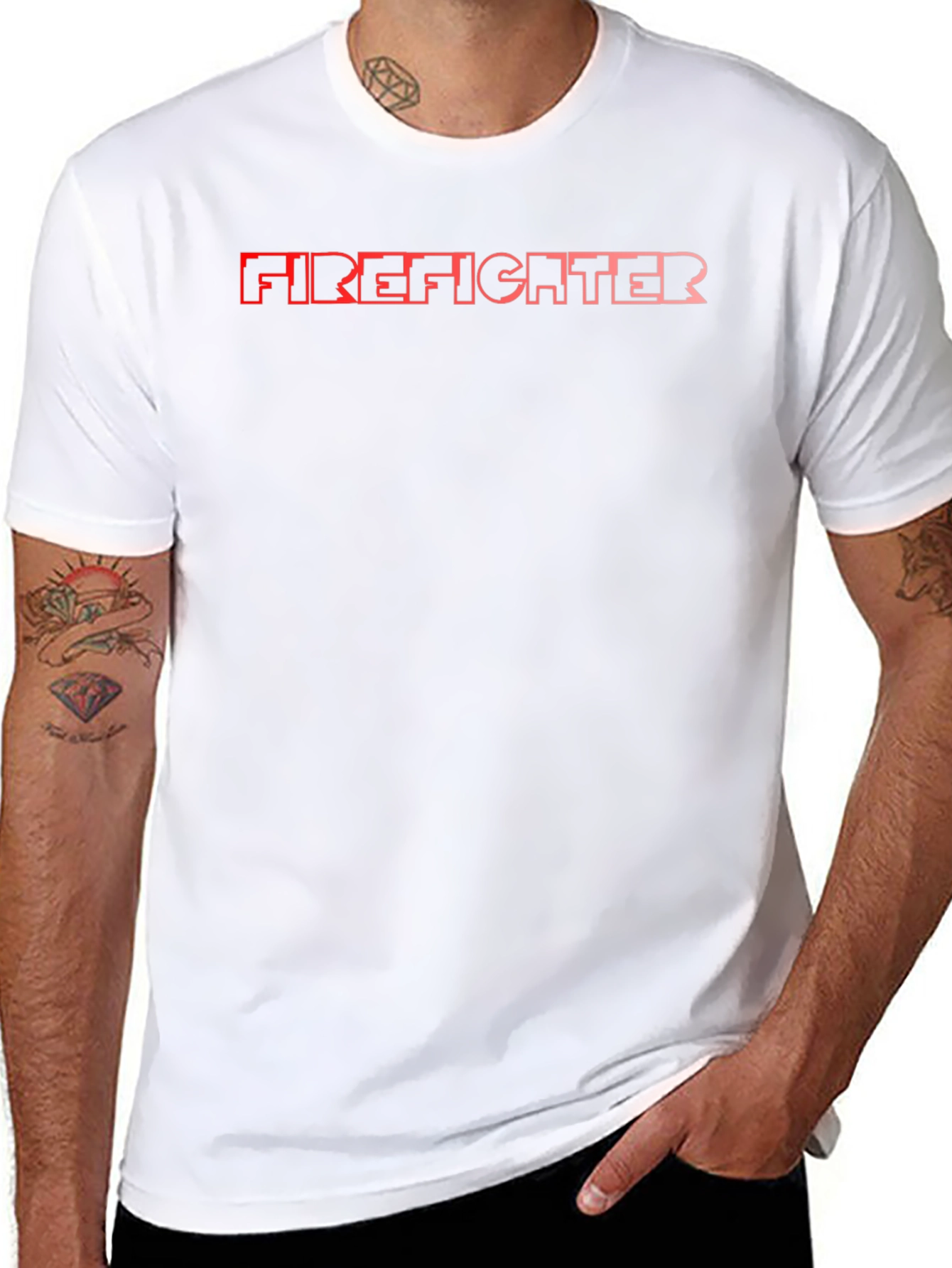 Firefighter Graphic Print Black T-Shirt