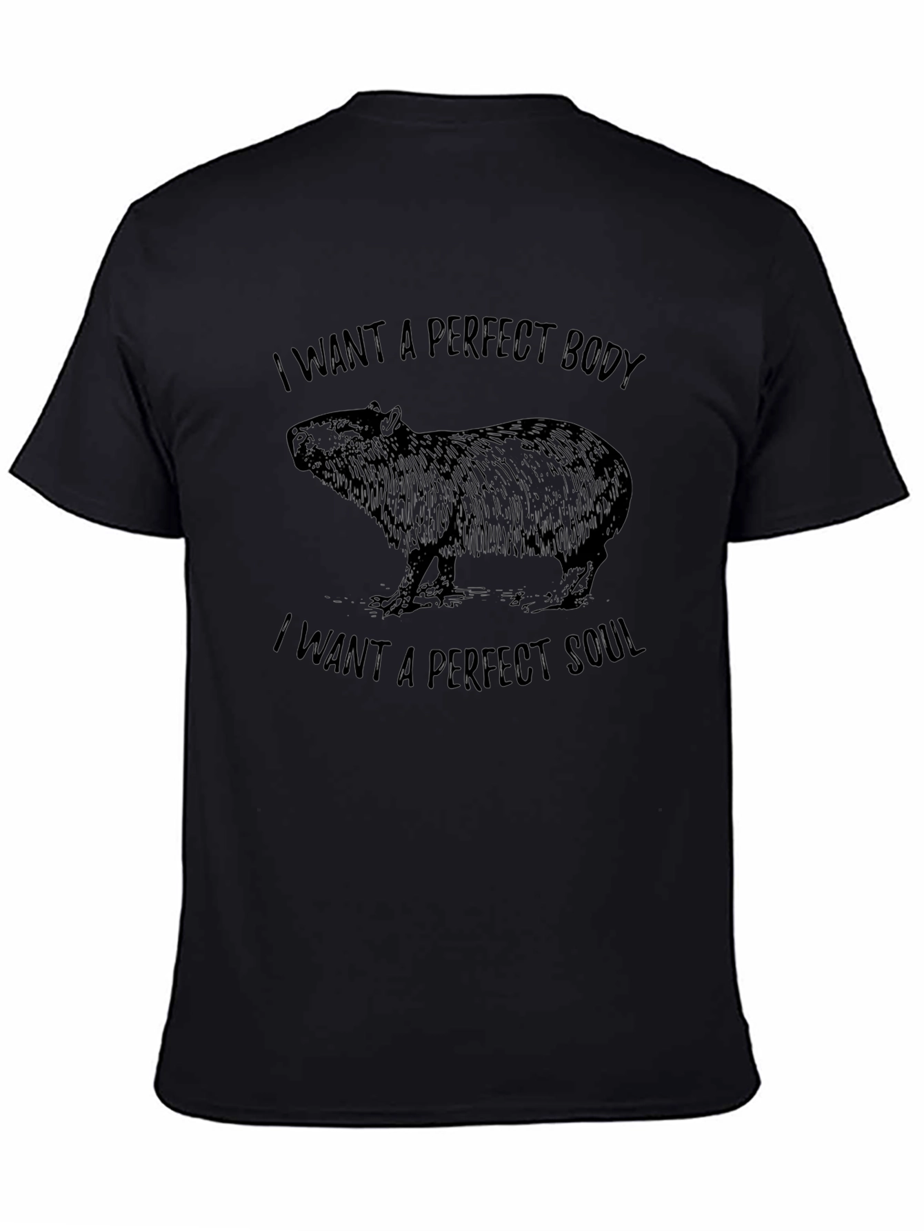 Capybara Perfect Body Soul Graphic Black Tee