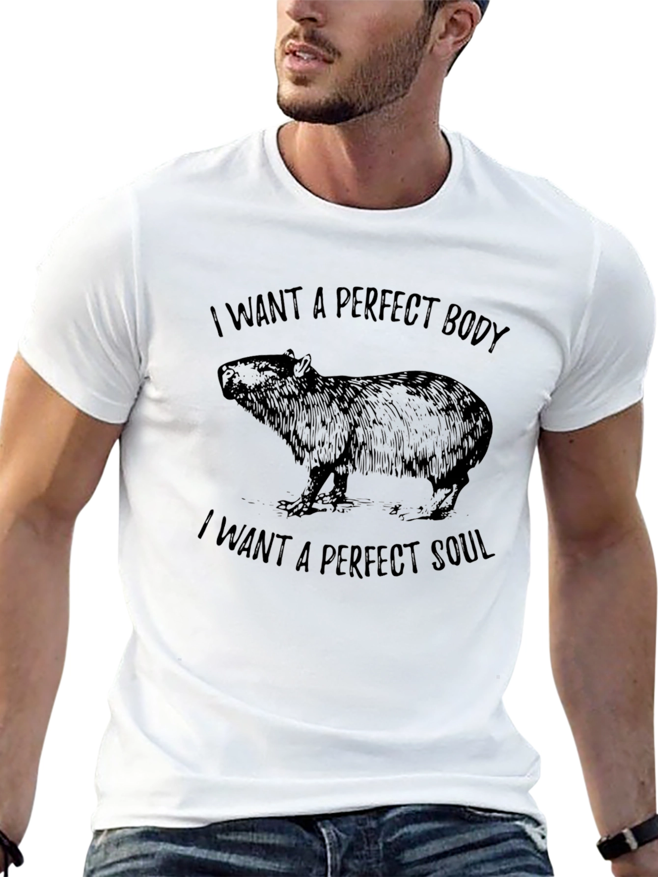 Capybara Perfect Body Soul Graphic Black Tee