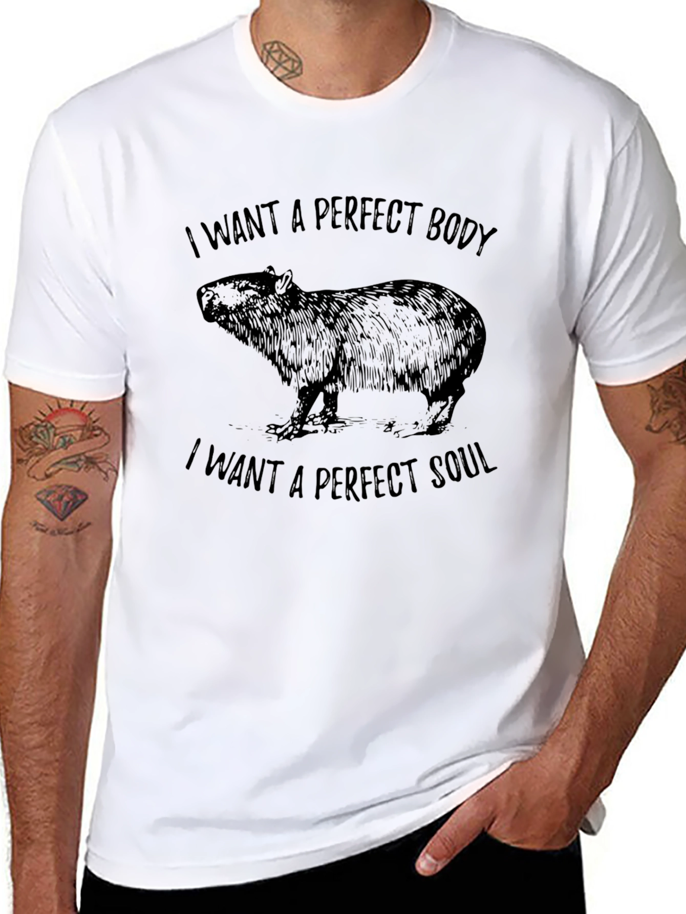 Capybara Perfect Body Soul Graphic Black Tee