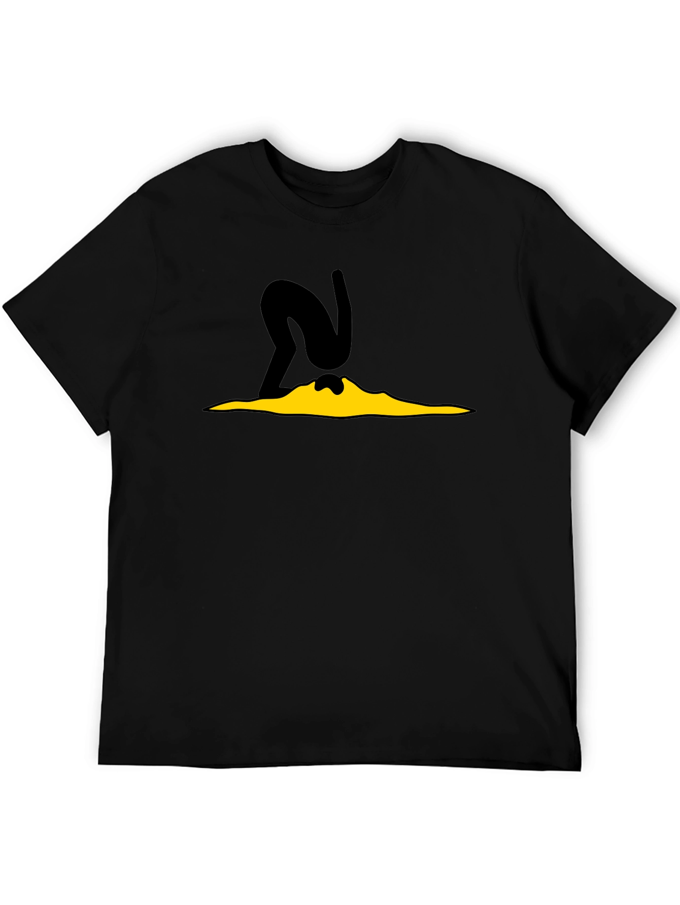 Black Tee with Diver Cartoon Graphic