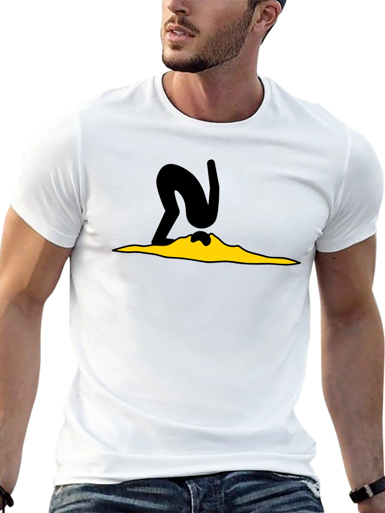 Black Tee with Diver Cartoon Graphic