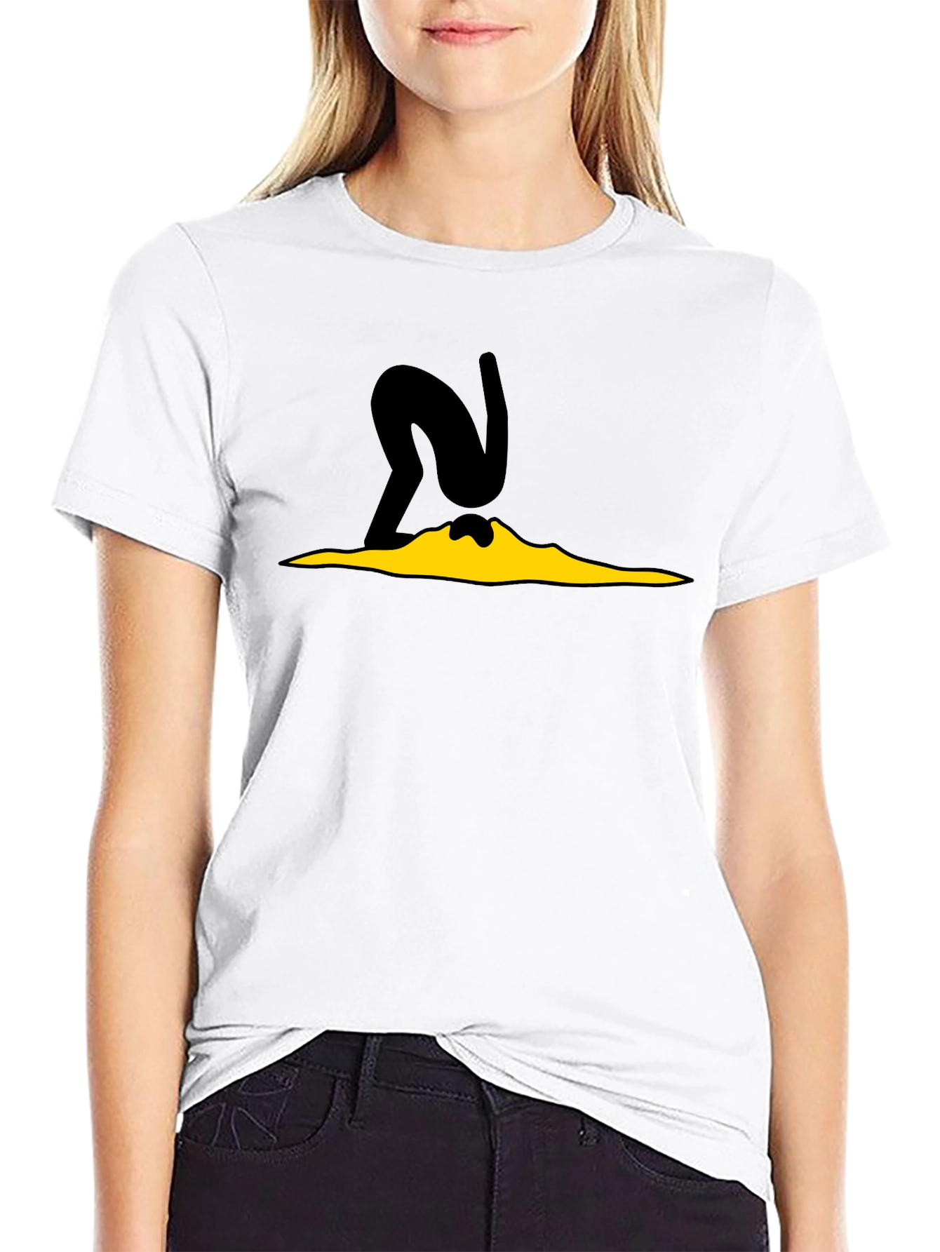 Black Tee with Diver Cartoon Graphic