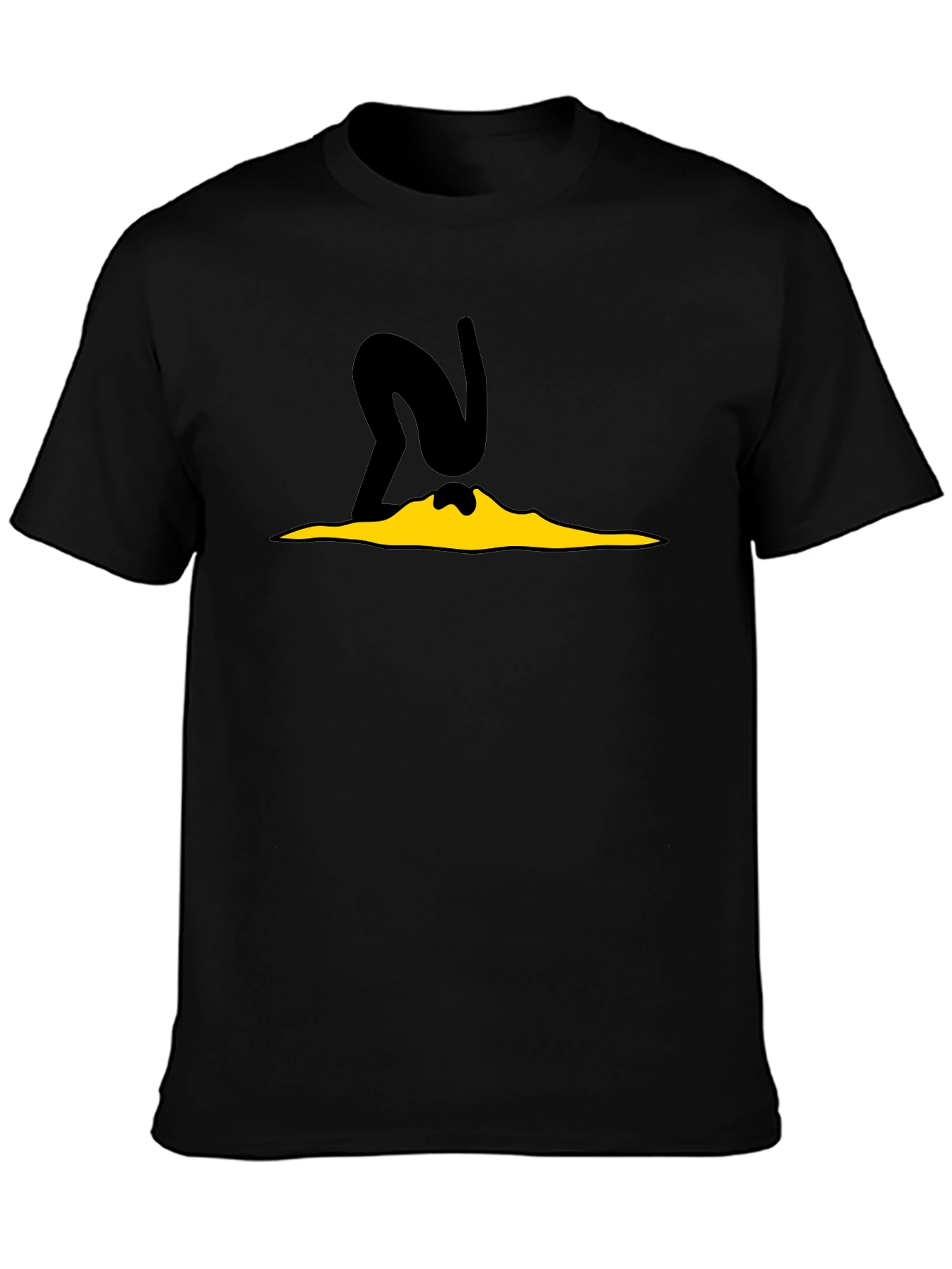 Black Tee with Diver Cartoon Graphic