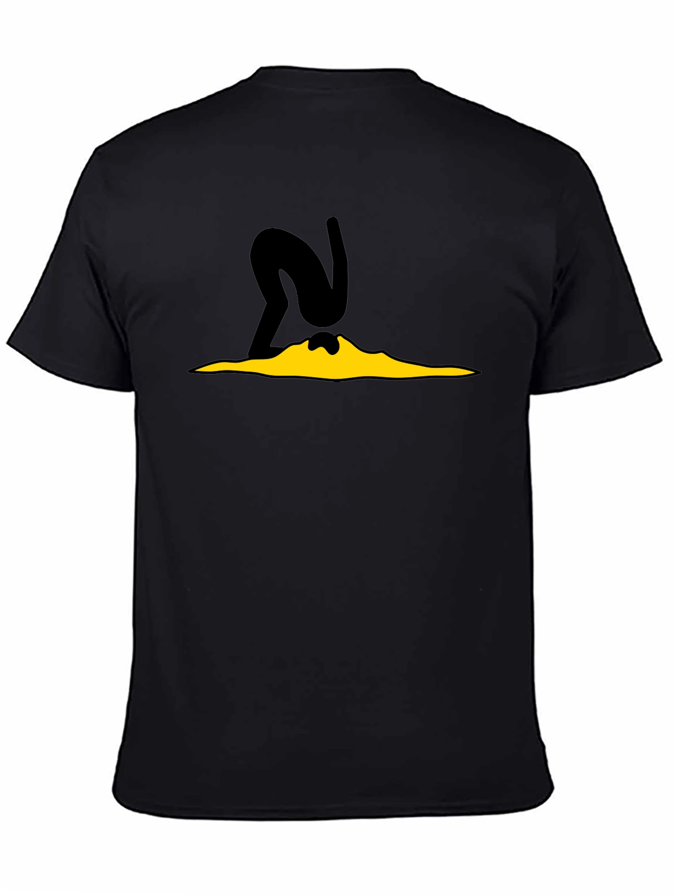 Black Tee with Diver Cartoon Graphic