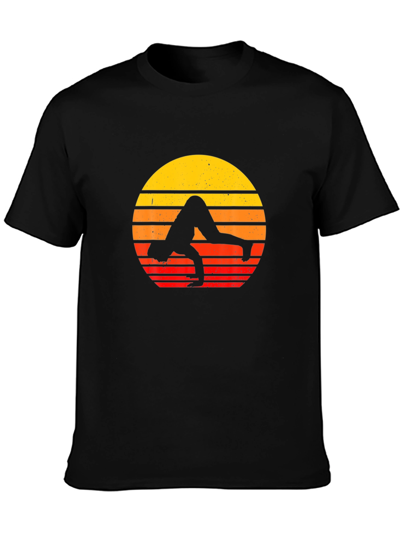 Yoga Sunset Graphic Tee - Black Cotton Blend Shirt