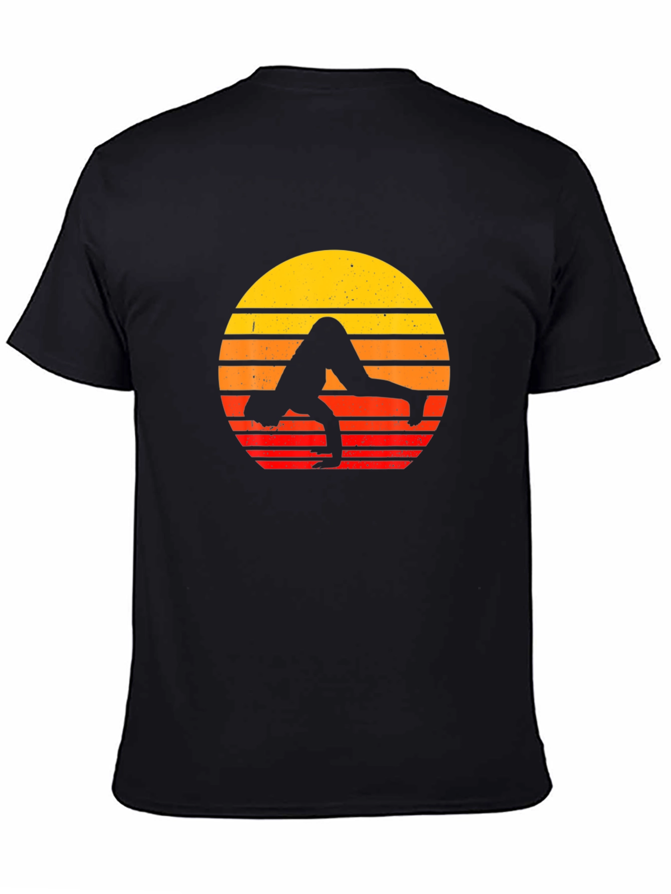 Yoga Sunset Graphic Tee - Black Cotton Blend Shirt