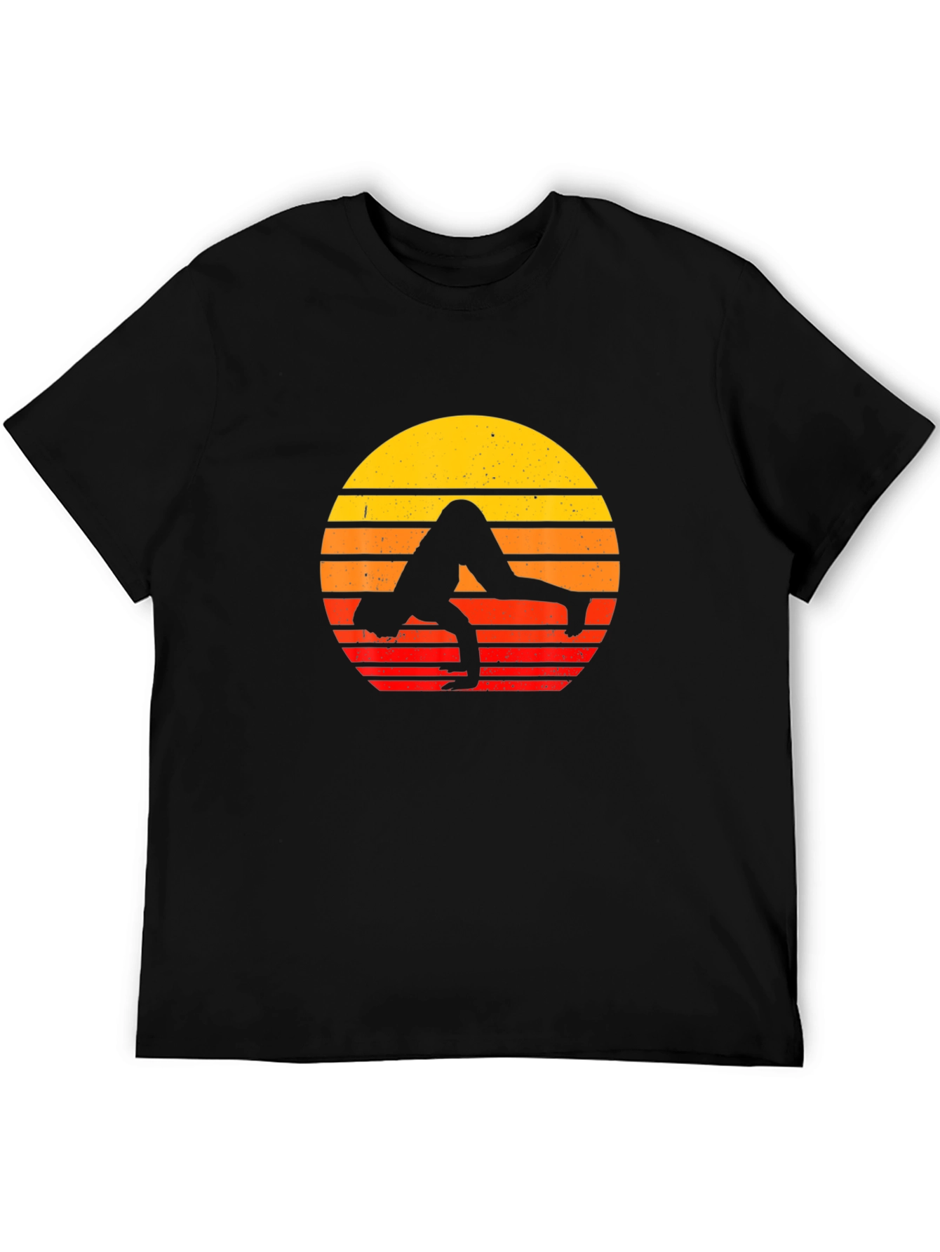 Yoga Sunset Graphic Tee - Black Cotton Blend Shirt
