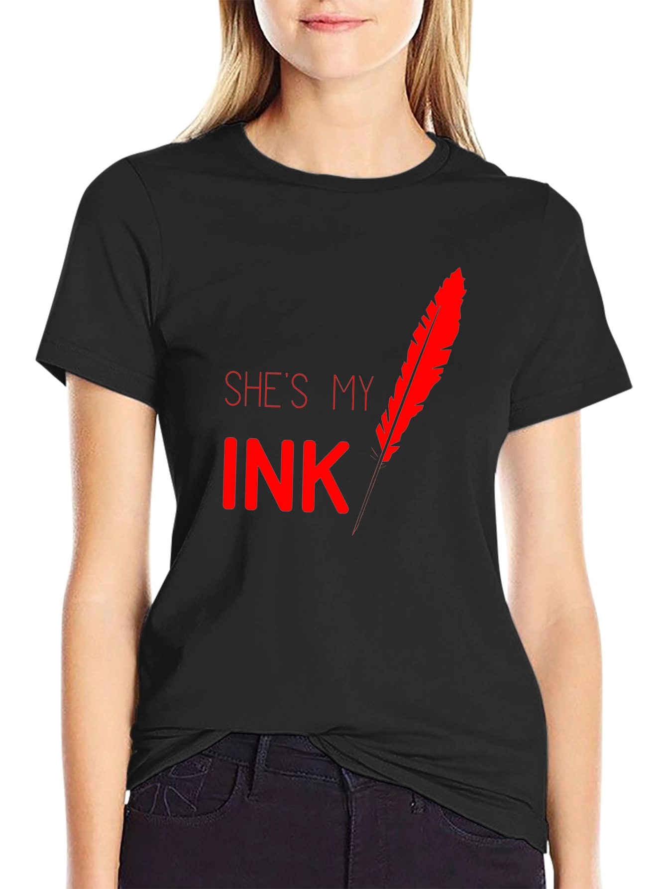 Shes My Ink Feather Graphic T-Shirt