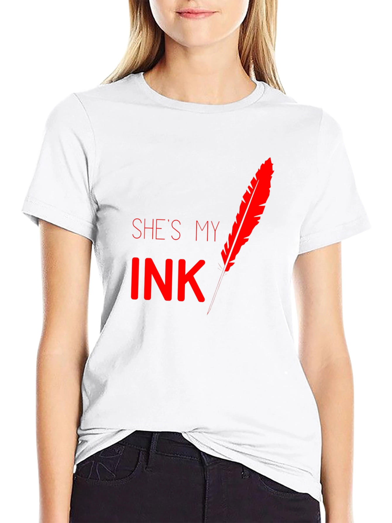 Shes My Ink Feather Graphic T-Shirt