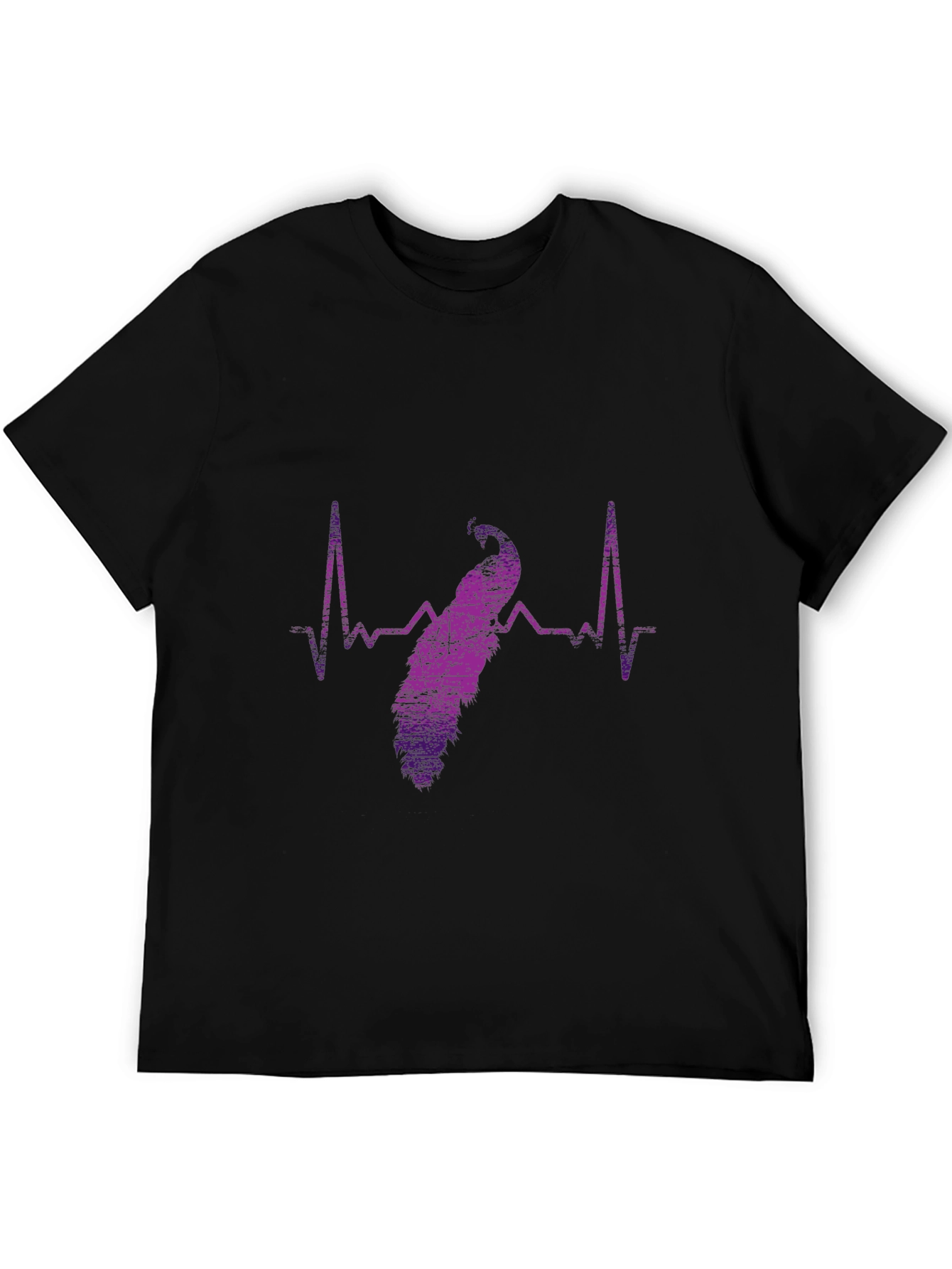 Peacock Heartbeat Graphic Tee - Stylish Mens T-Shirt