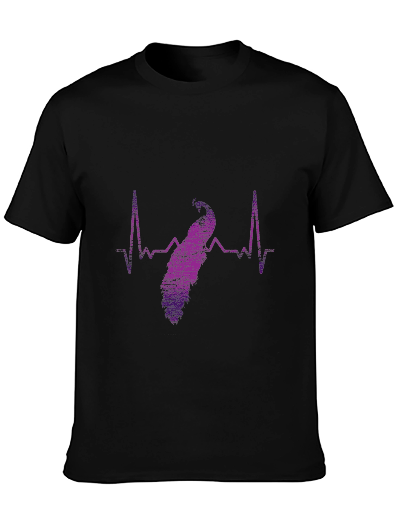 Peacock Heartbeat Graphic Tee - Stylish Mens T-Shirt