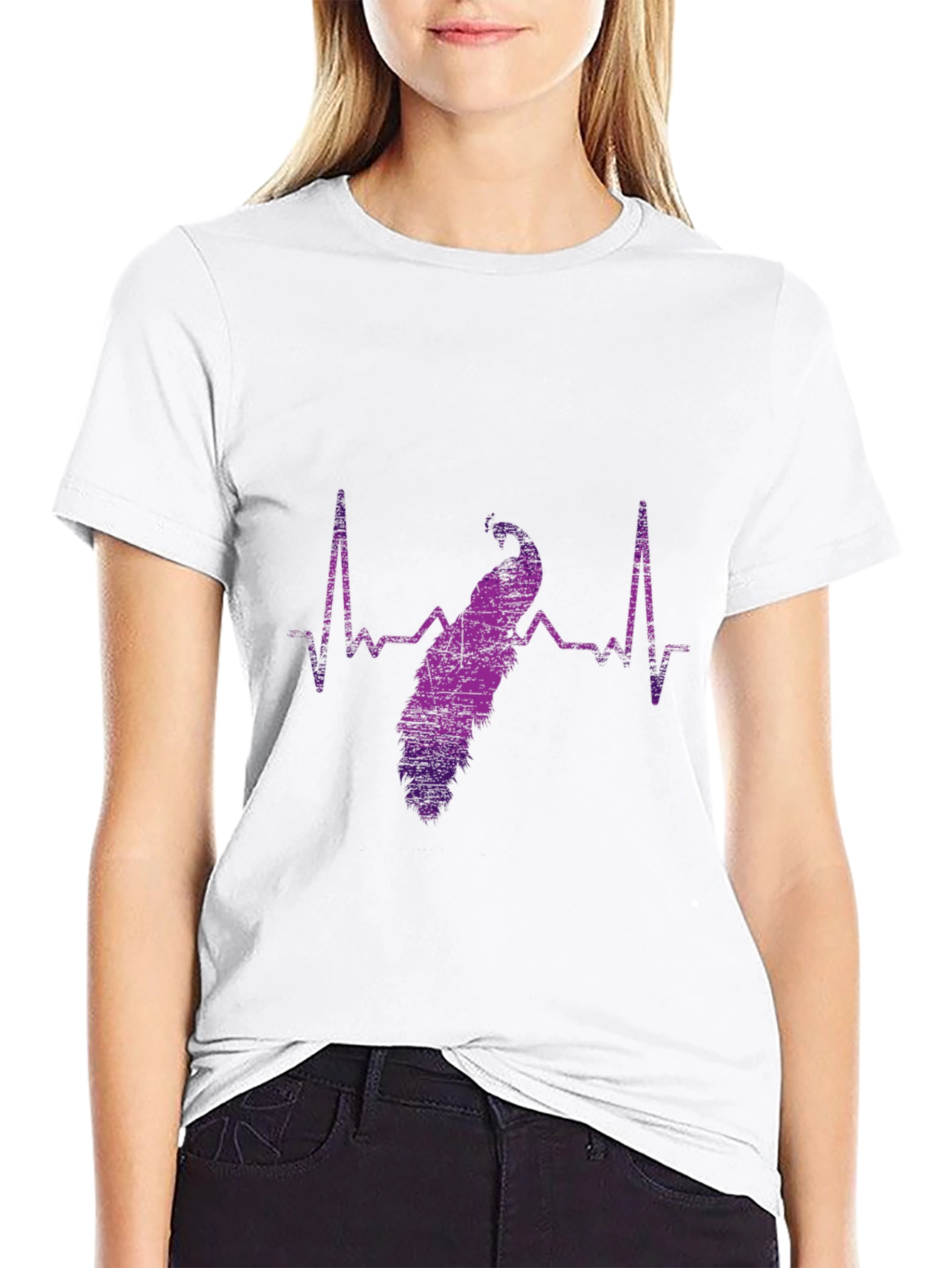 Peacock Heartbeat Graphic Tee - Stylish Mens T-Shirt