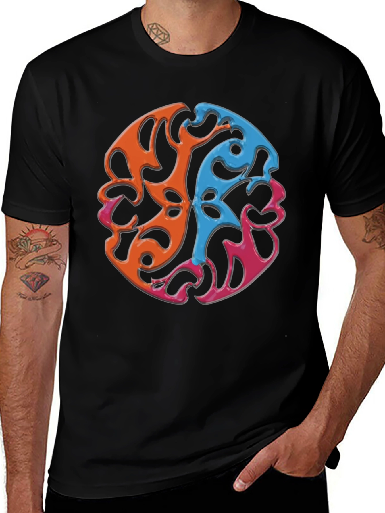 Abstract Swirl Graphic Tee - Casual Comfort